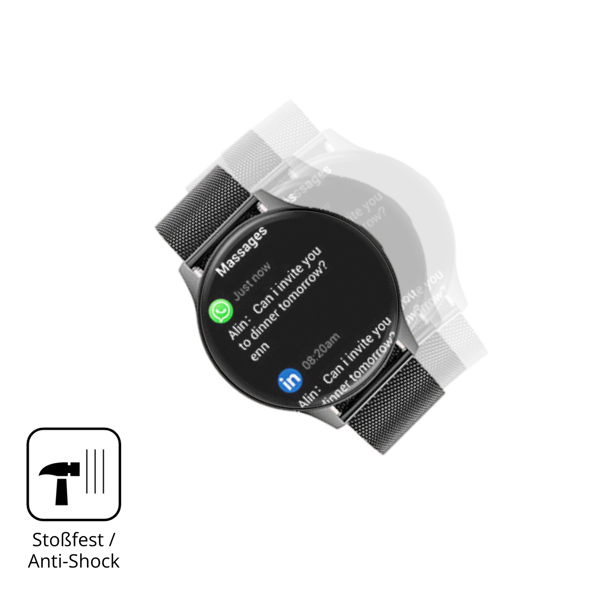 Schutz gegen Kratzer auf dem BENYAR SMART Smartwatch Damen 2025 Glas durch Schlüssel, Stöße gegen die Tischkante oder Stürze