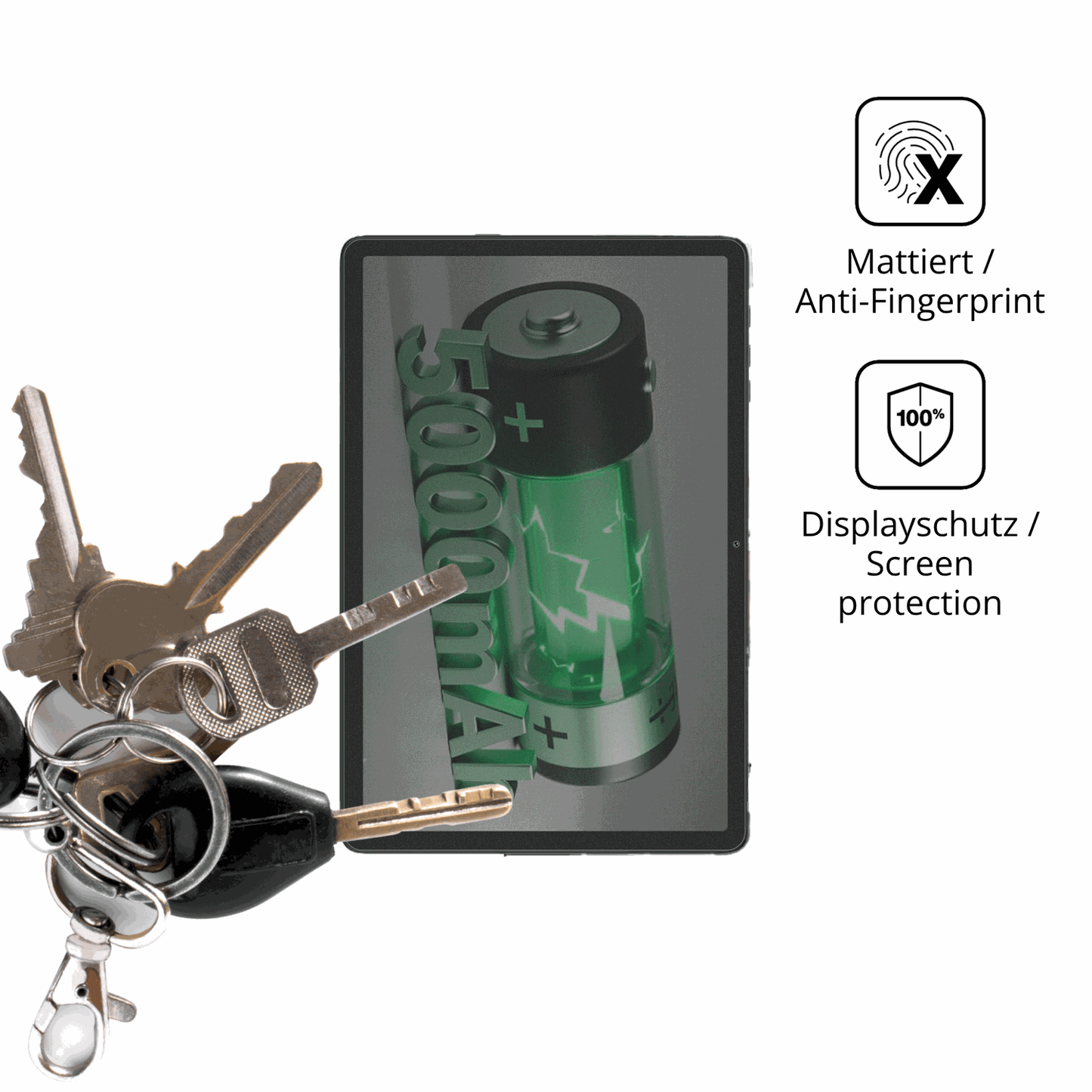 dipos Displayschutz für BESTTAB T20, mattierte Oberfläche, Blickschutzfilter und perfekter Passform