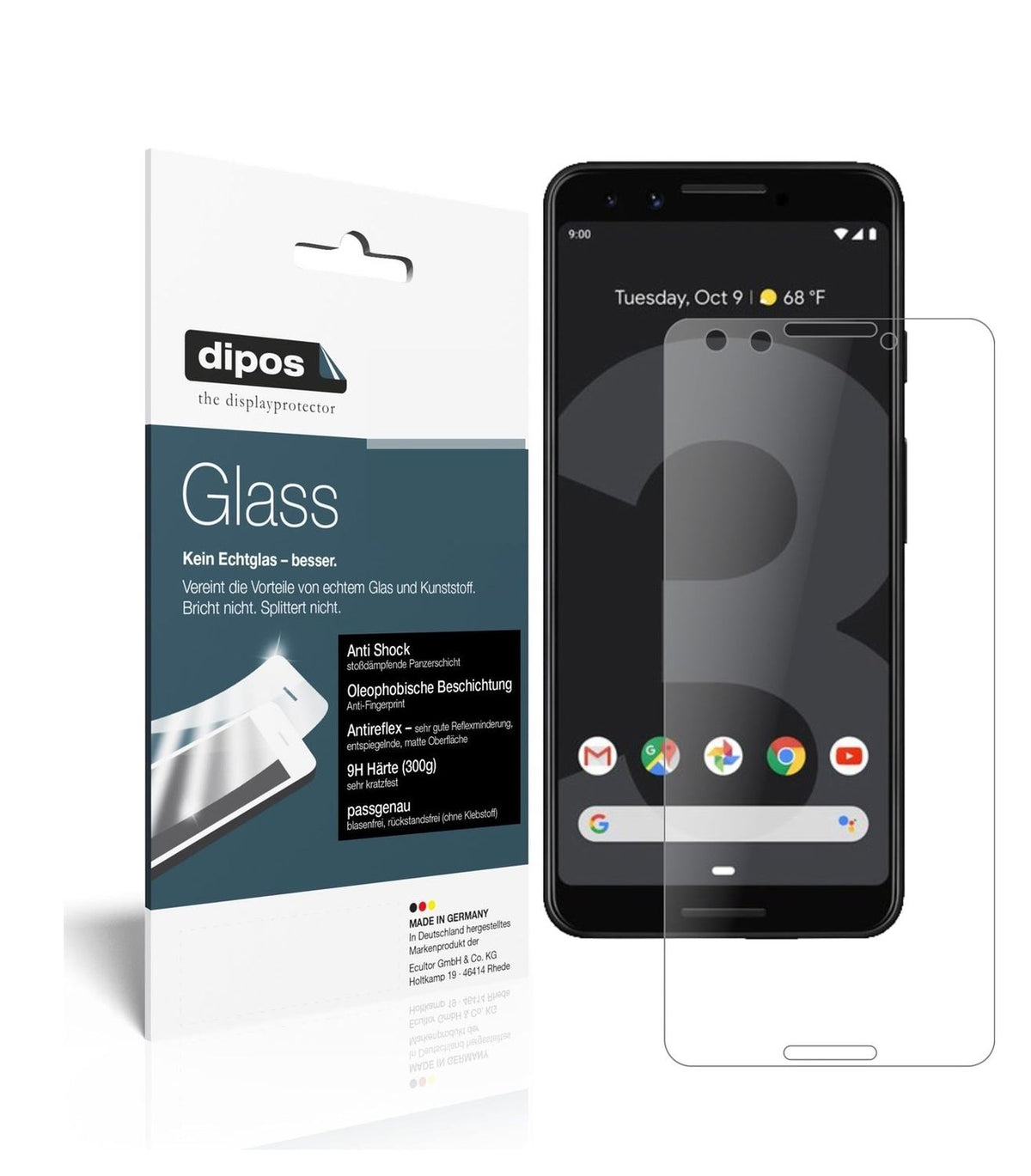 1x 9H Schutzfolie matt für Google Pixel 3 Panzerfolie