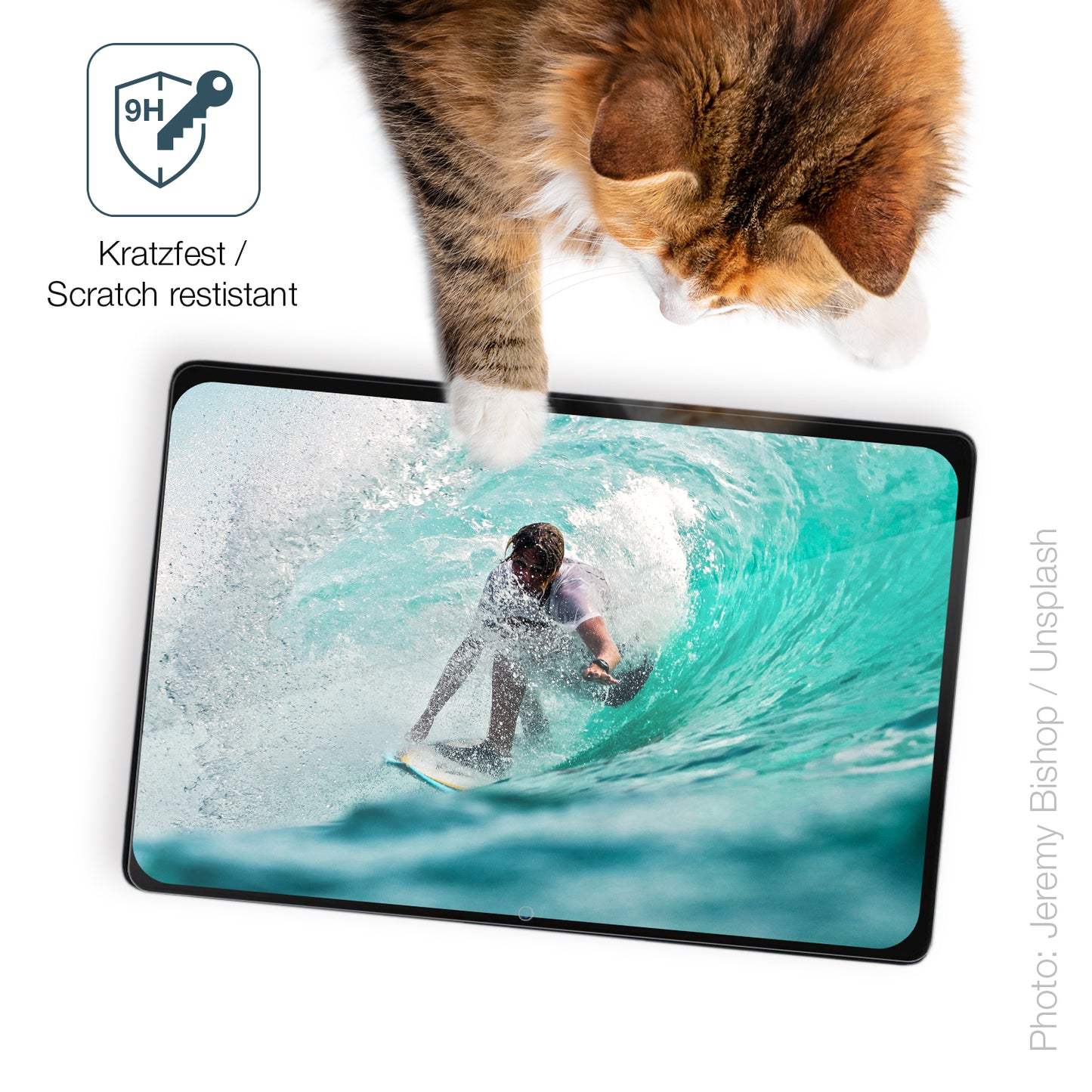 dipos Displayschutz für Biegedy Tablet 10 Zoll, transparente Oberfläche, perfekte Passform auch für die Rundungen