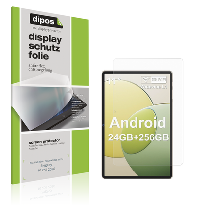 Matte Displayschutzfolie von dipos passend für Biegedy 10 Zoll 2026, präziser Zuschnitt und blasenfrei montiert