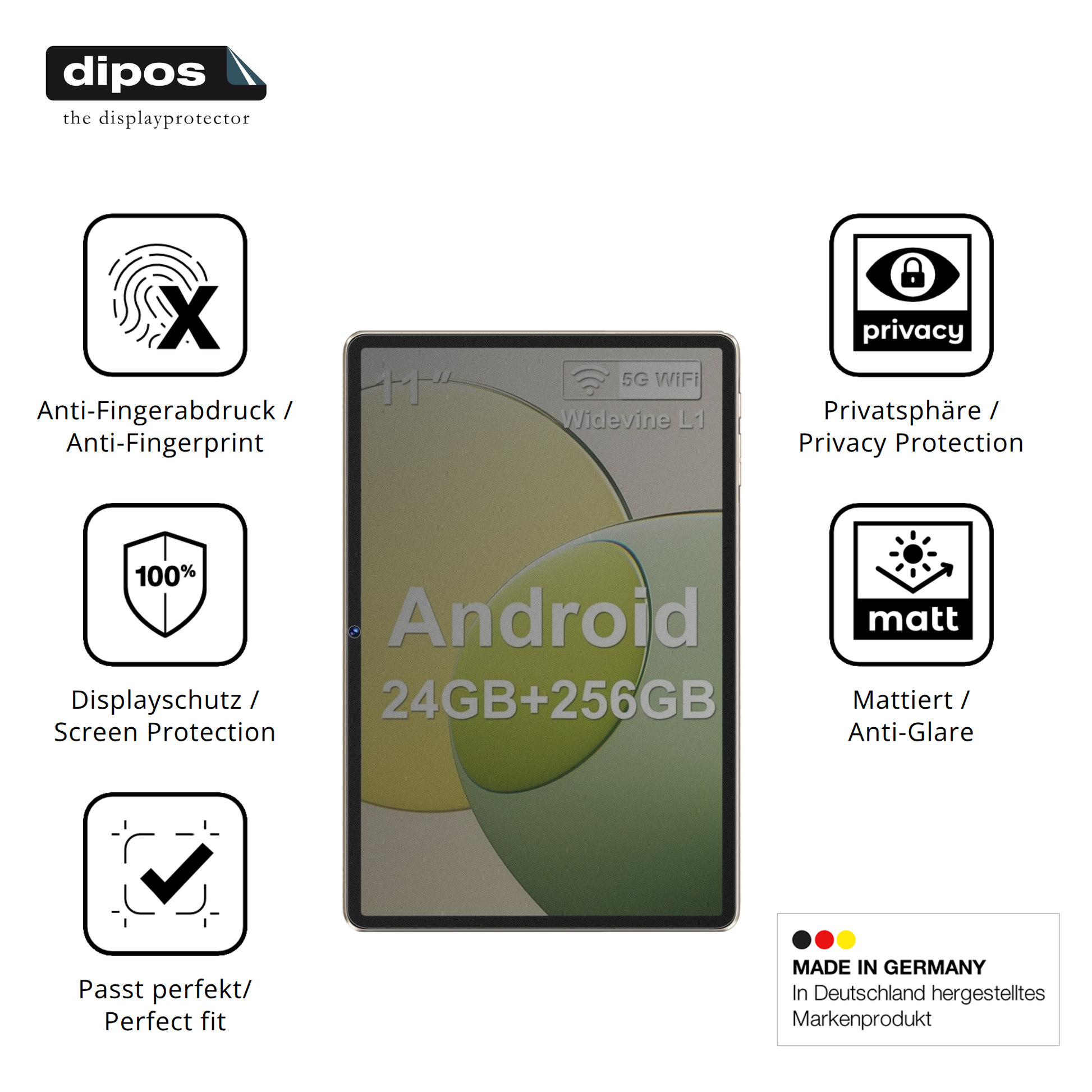 Privatsphäre-Schutz durch Sichtschutz-Folie passend zugeschnitten für Biegedy 10 Zoll 2026