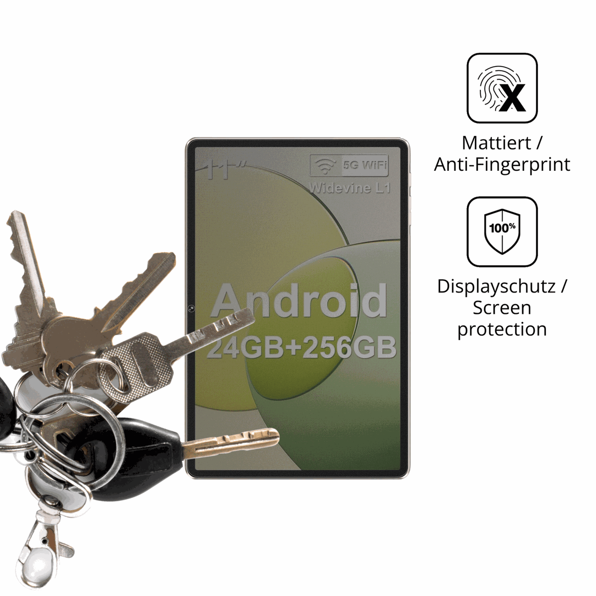 dipos Displayschutz für Biegedy B26 10.1 Zoll, mattierte Oberfläche, Blickschutzfilter und perfekter Passform