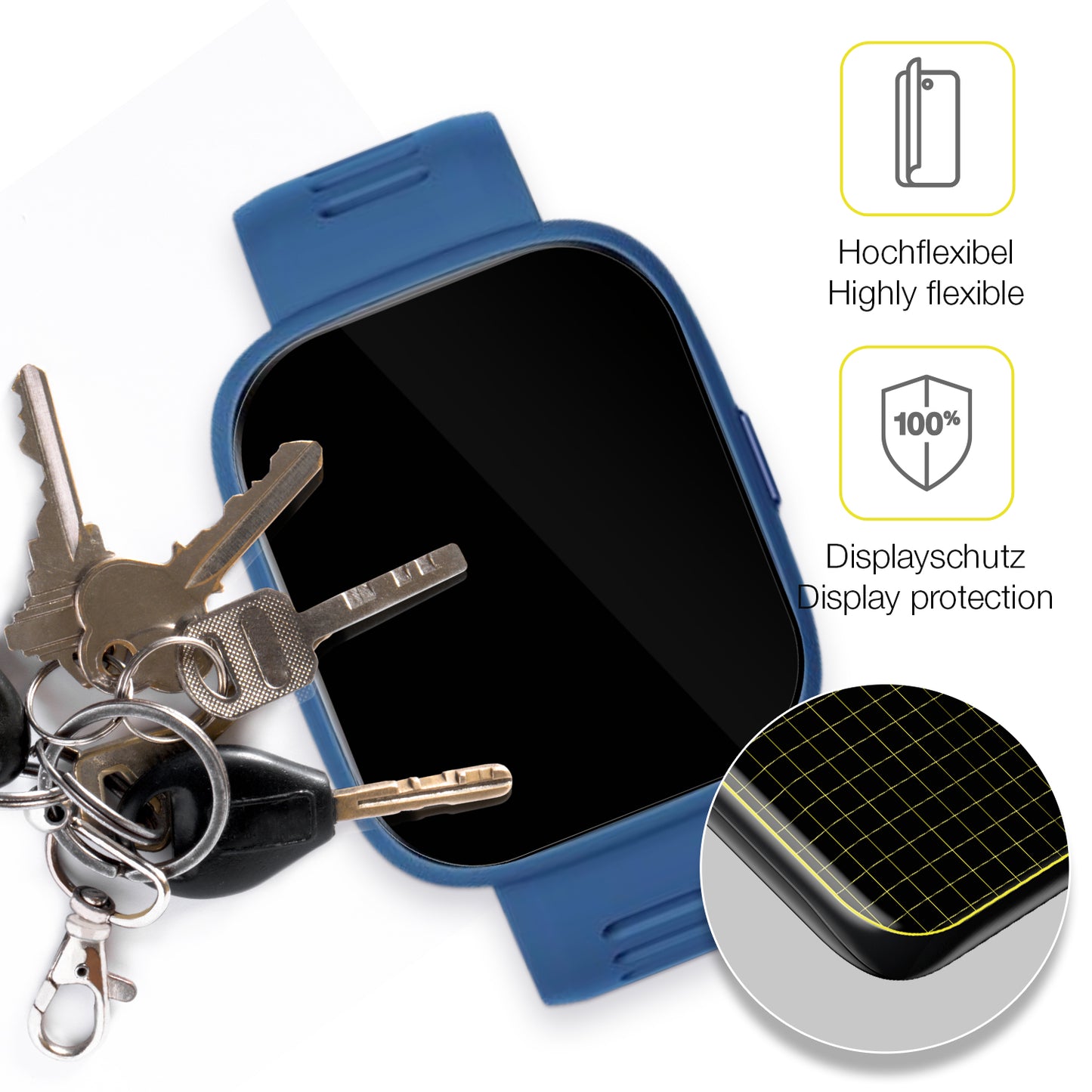 dipos Displayschutz für BiggerFive Smartwatch Kinder, transparente Oberfläche, geringe Dicke und perfekte Passform