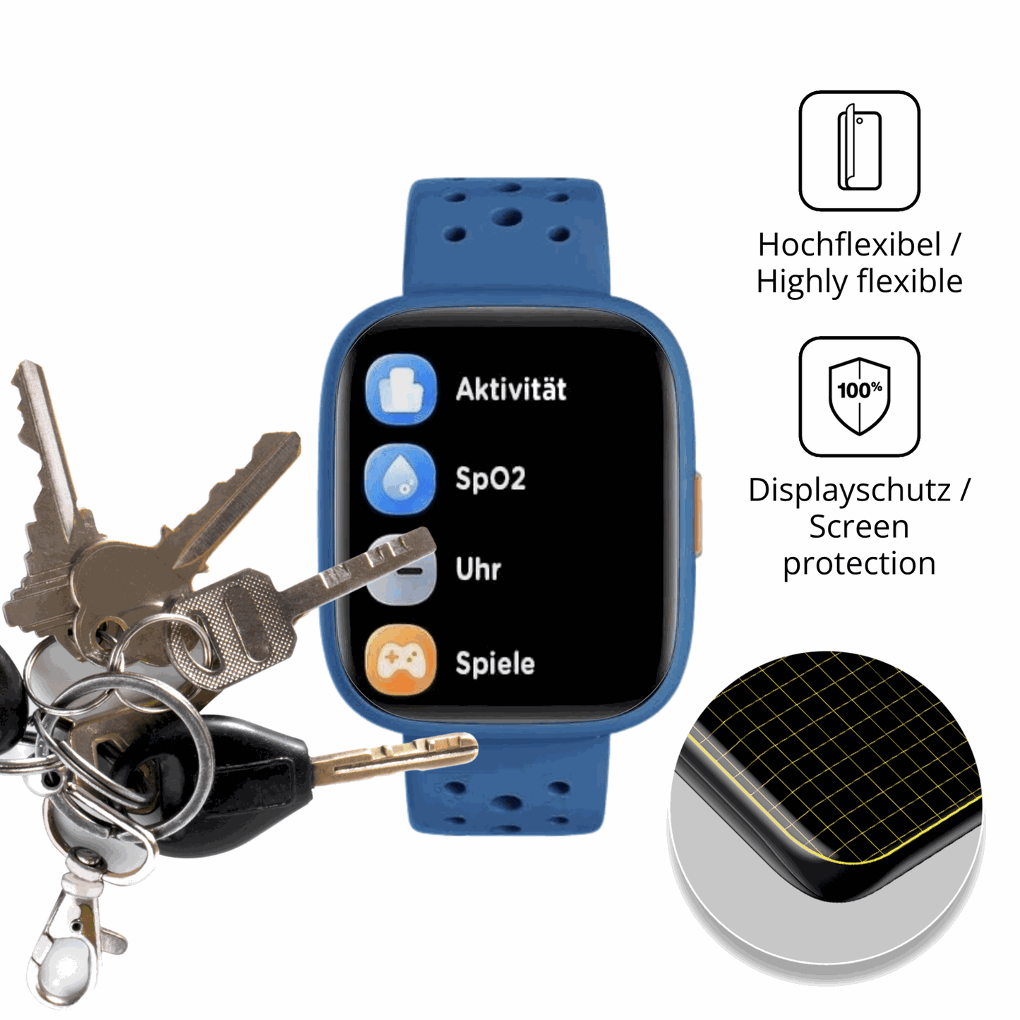 dipos Displayschutz für BIGGERFIVE BW02 1.8 Zoll, transparente Oberfläche, geringe Dicke und perfekte Passform