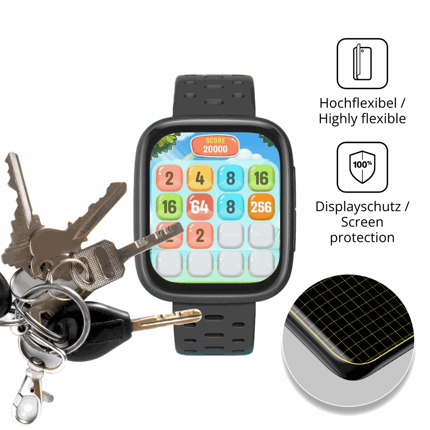 dipos Displayschutz für BIGGERFIVE BW03, transparente Oberfläche, perfekte Passform auch für die Rundungen