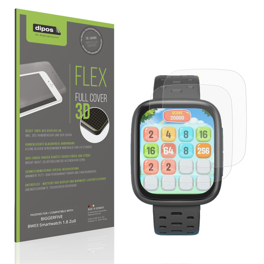 Matte Displayschutzfolie von dipos passend für BIGGERFIVE BW03 Smartwatch 1.8 Zoll, 100% Displayabdeckung und blasenfreie Montage
