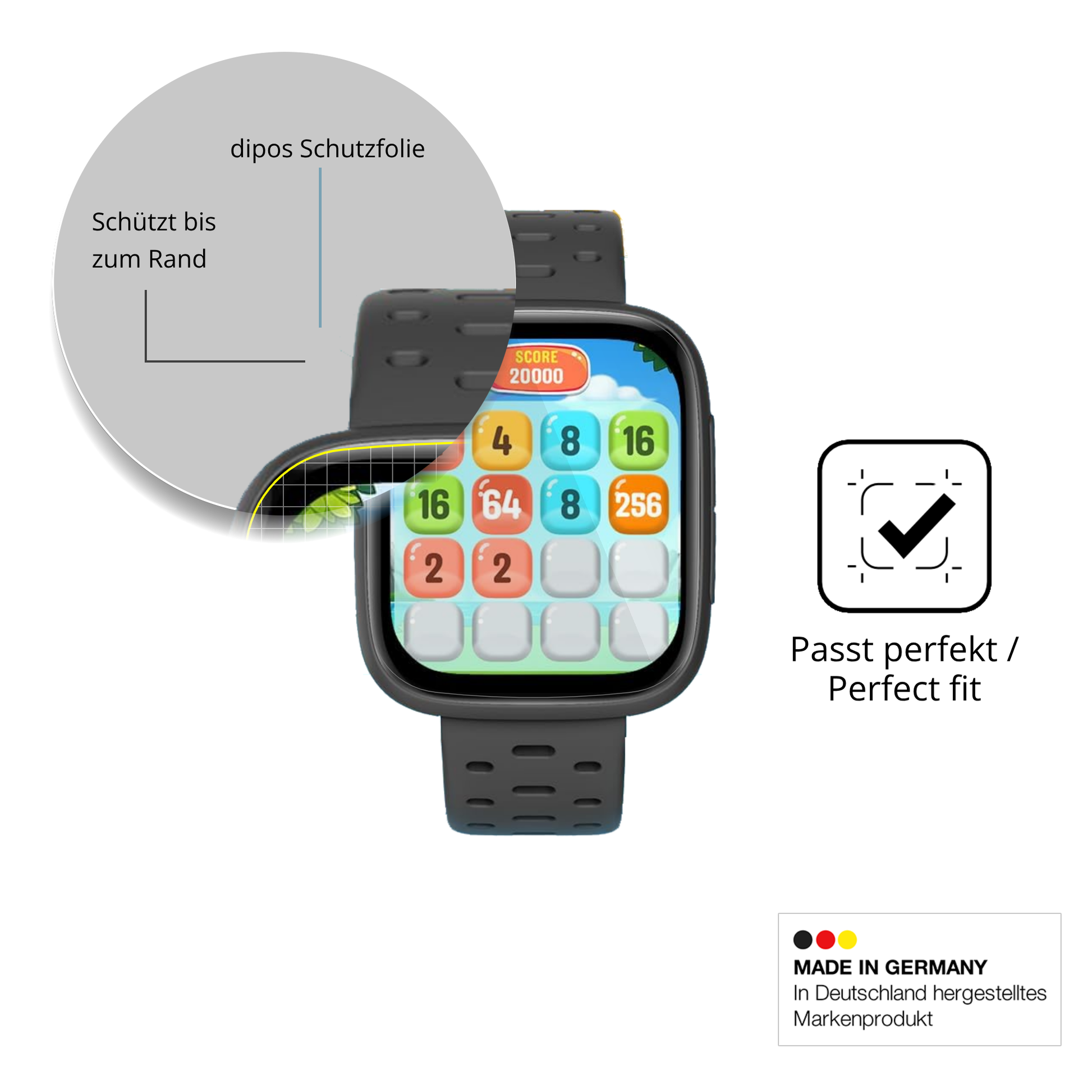 Schutzfolie mit optimaler Passform, zur Verwendung mit Hüllen geeignet