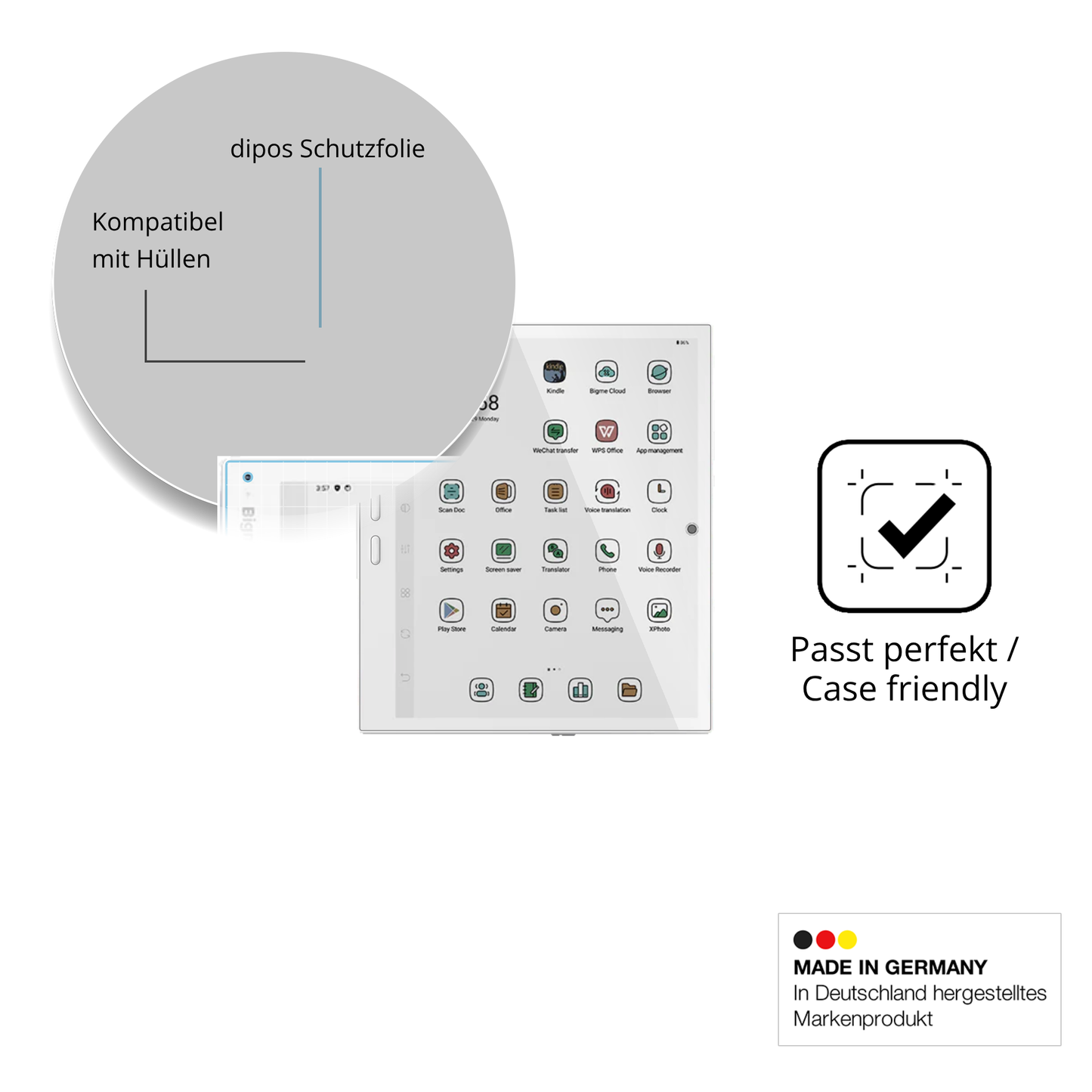 Schutzfolie mit optimaler Passform, zur Verwendung mit Hüllen geeignet
