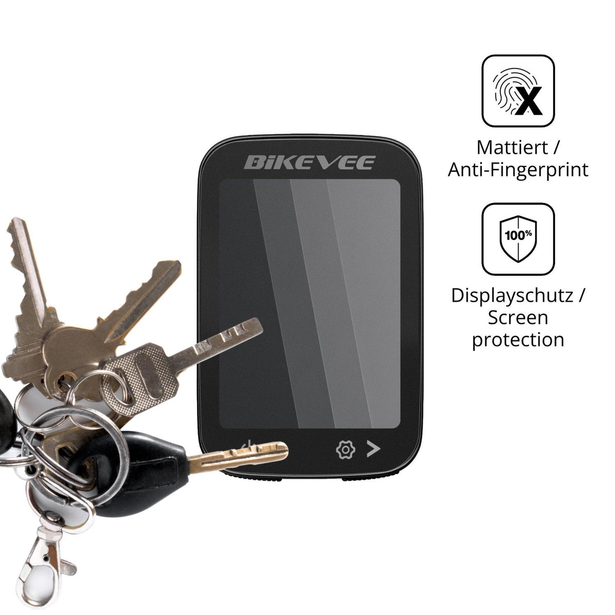 dipos Displayschutz für Bikevee BKV500A, mattierte Oberfläche, Blickschutzfilter und perfekter Passform