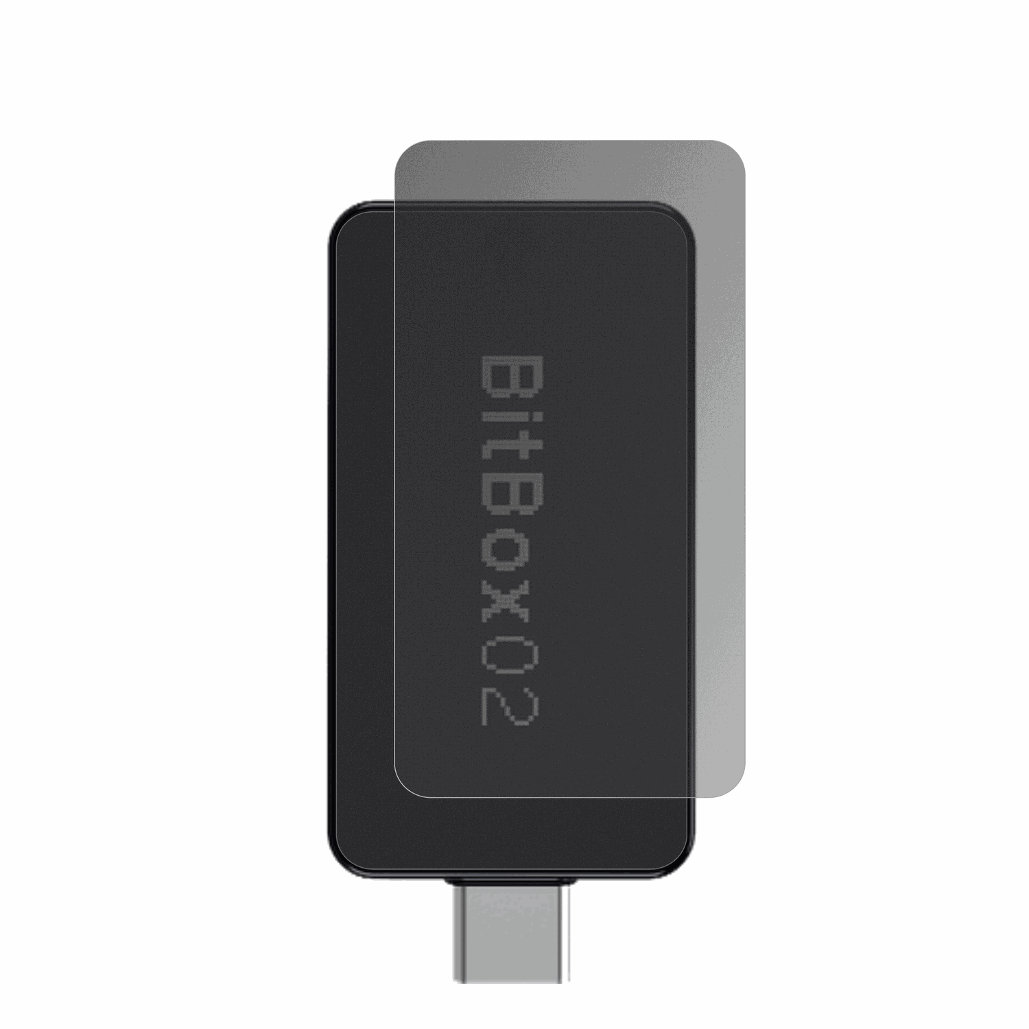 bitbox02nova mit aufgebrachtem dipos Displayschutz, der seitliche Einblicke blockiert