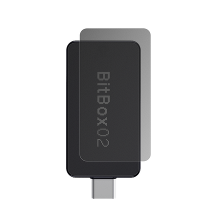 bitbox02nova mit aufgebrachtem dipos Displayschutz, der seitliche Einblicke blockiert