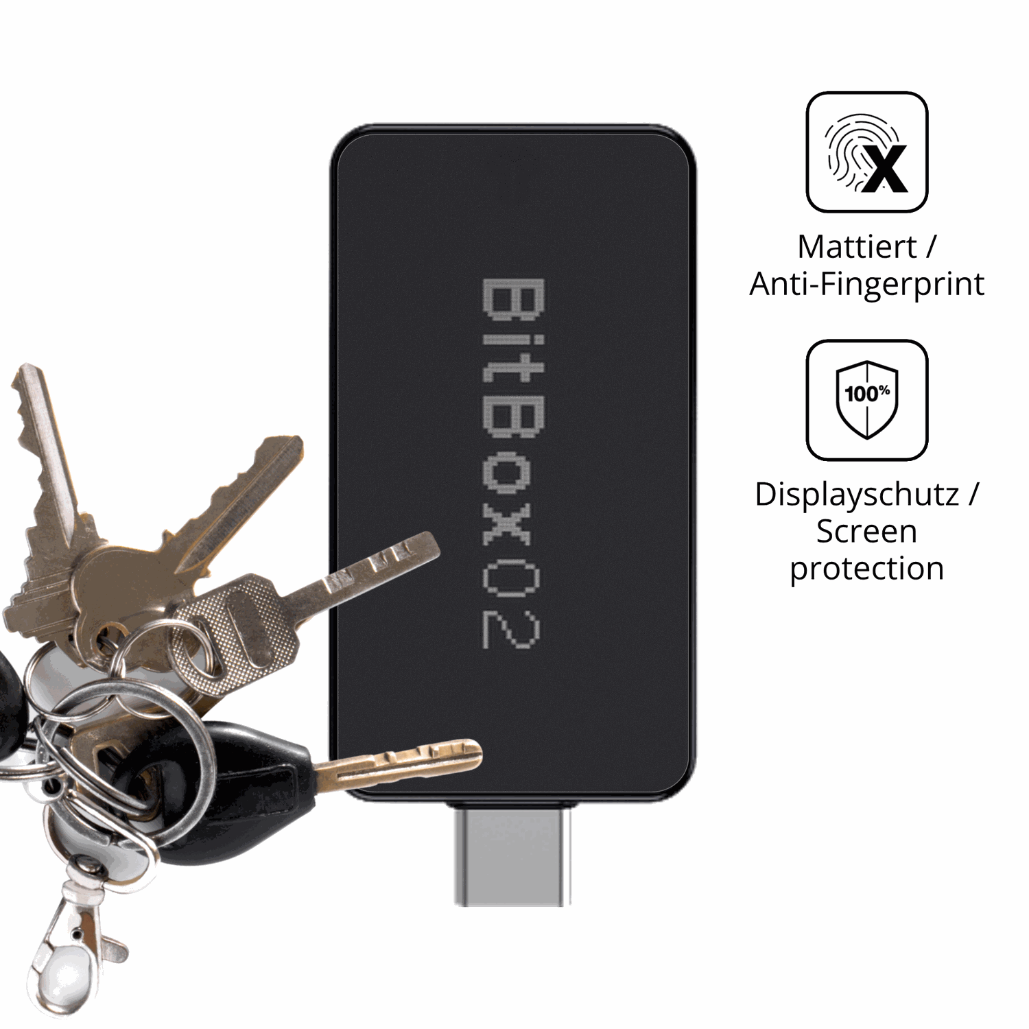 dipos Displayschutz für bitbox02 nova, mattierte Oberfläche, Blickschutzfilter und perfekter Passform
