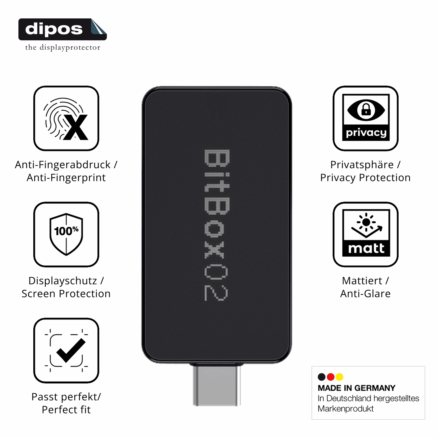 Privatsphäre-Schutz durch Sichtschutz-Folie passend zugeschnitten für bitbox02 nova