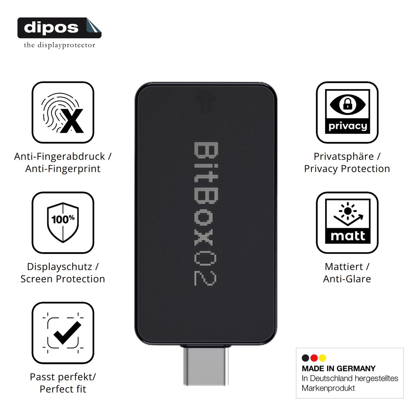 Privatsphäre-Schutz durch Sichtschutz-Folie passend zugeschnitten für bitbox02 nova