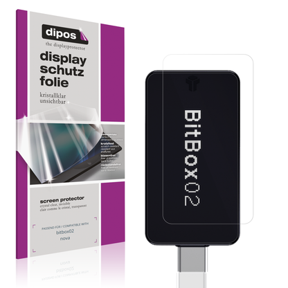 Klare Displayschutzfolie von dipos passend für bitbox02 nova, präziser Zuschnitt und blasenfrei montiert