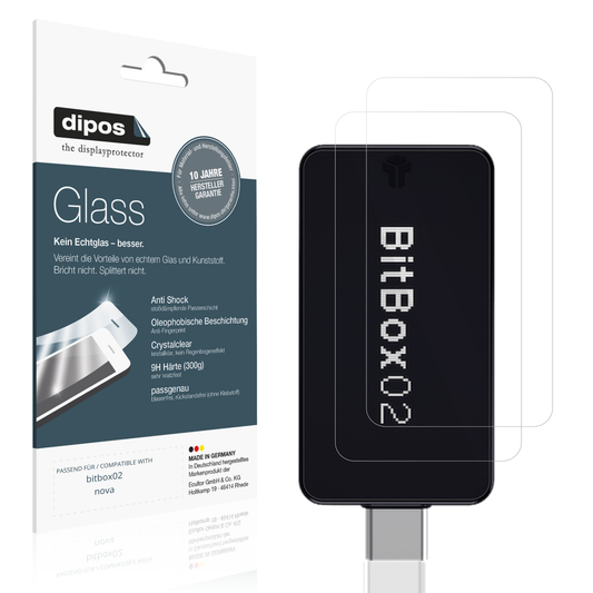 Klare Displayschutzfolie von dipos passend für bitbox02 nova, 9H kratzfest und blasenfrei montiert