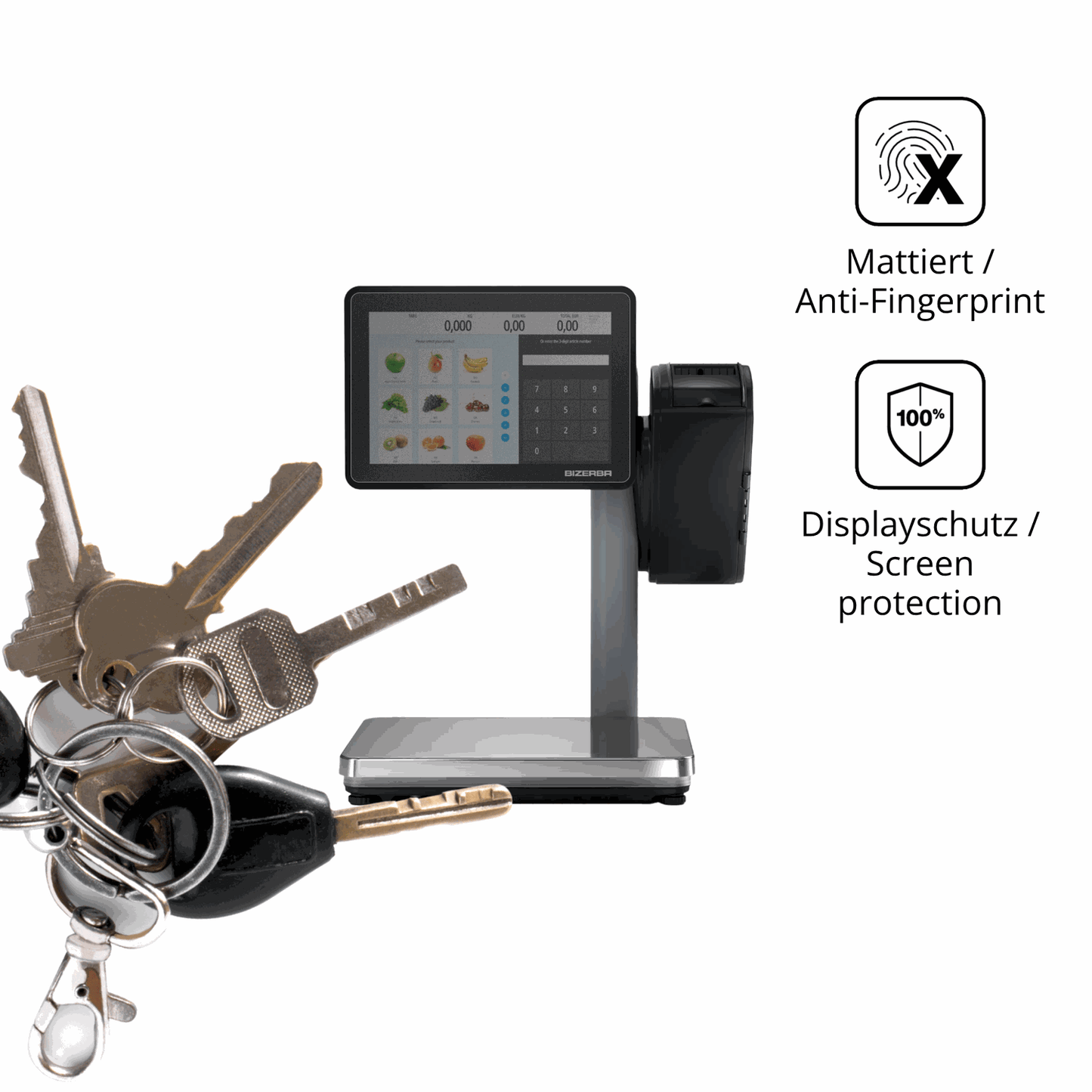 dipos Displayschutz für Bizerba Q1 expert 800 12.1 Zoll, mattierte Oberfläche, Blickschutzfilter und perfekter Passform
