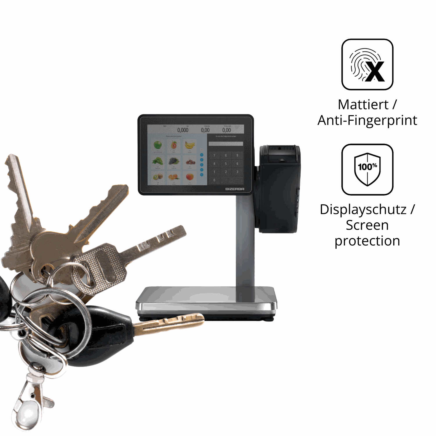 dipos Displayschutz für Bizerba Q1 expert 800 12.1 Zoll, mattierte Oberfläche, Blickschutzfilter und perfekter Passform