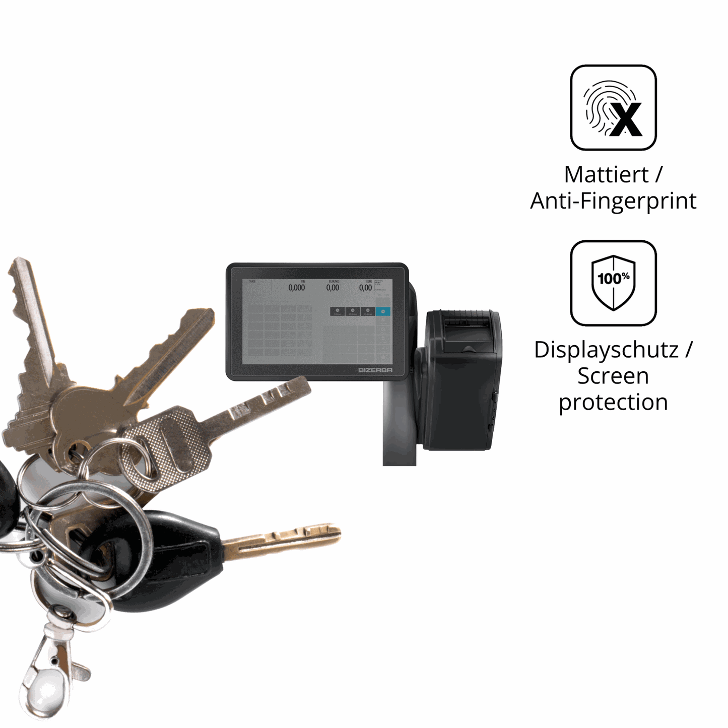 dipos Displayschutz für Bizerba Q1 pro 800 12.1 Zoll, mattierte Oberfläche, Blickschutzfilter und perfekter Passform