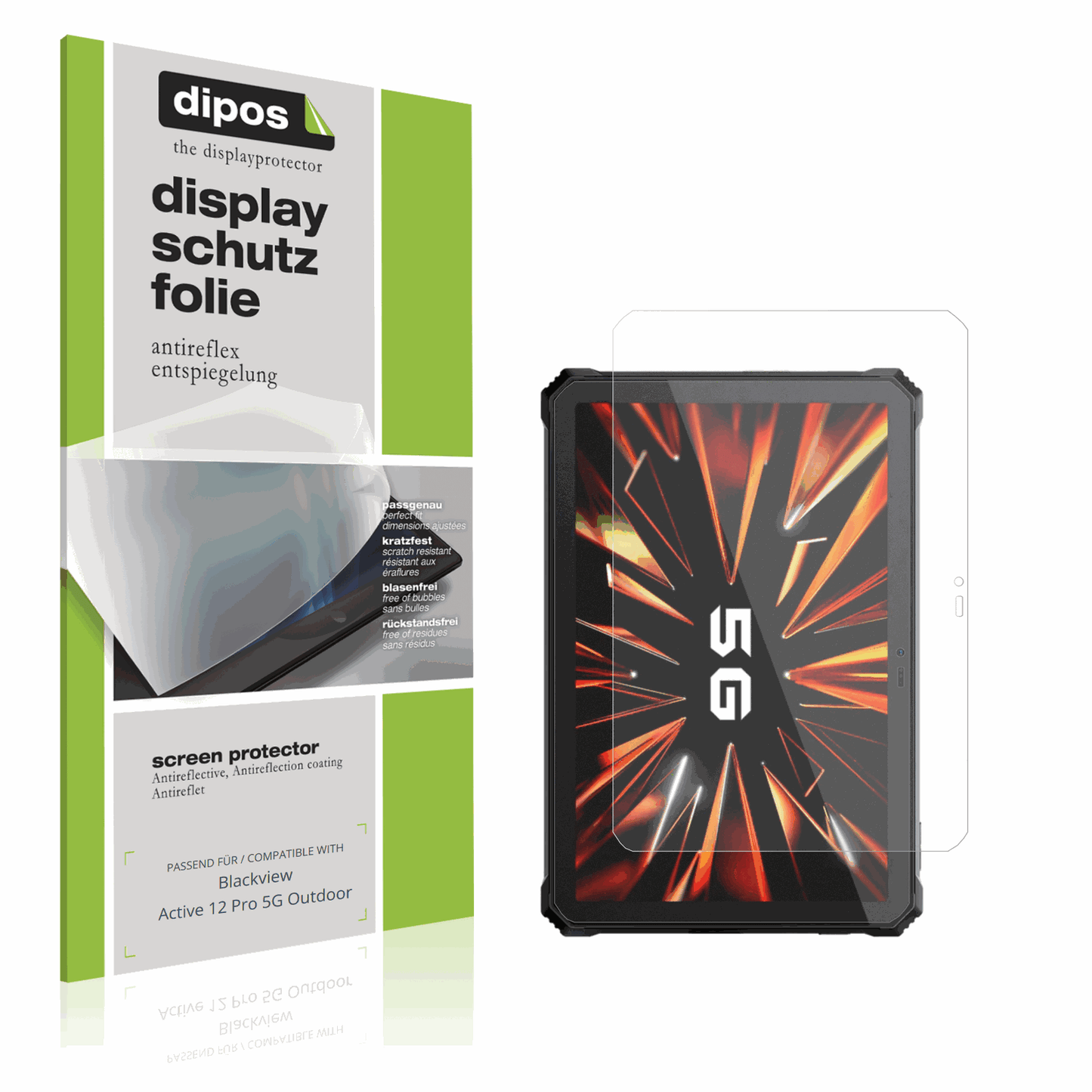 Matte Displayschutzfolie von dipos passend für blackviewactive 12 pro 5g outdoor, präziser Zuschnitt und blasenfrei montiert