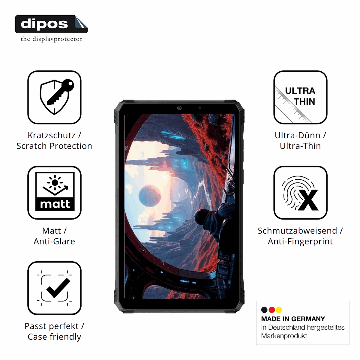 Displayschutz hergestellt in Deutschland, höchste Qualität made in Germany