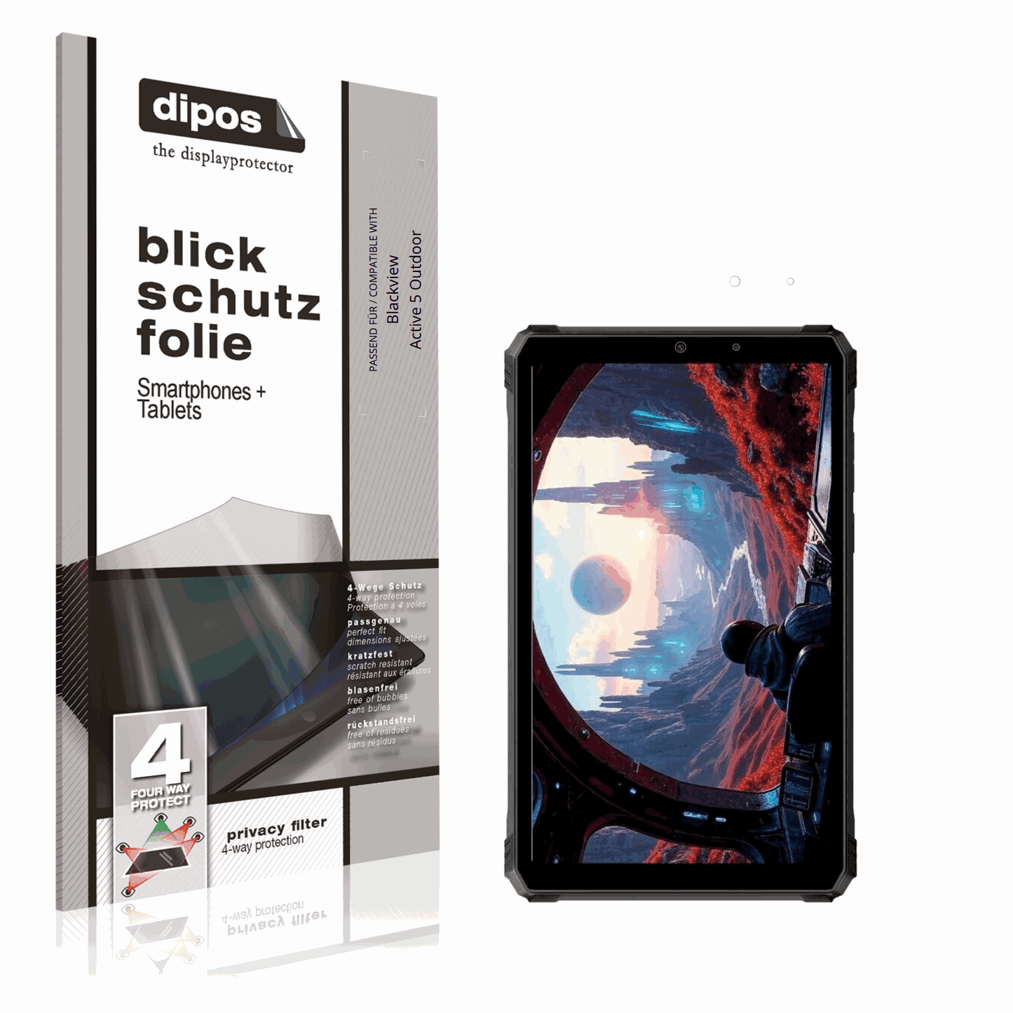 Blickschutzfolie von dipos passend für blackviewactive 5 outdoor, präziser Zuschnitt und blasenfrei montiert