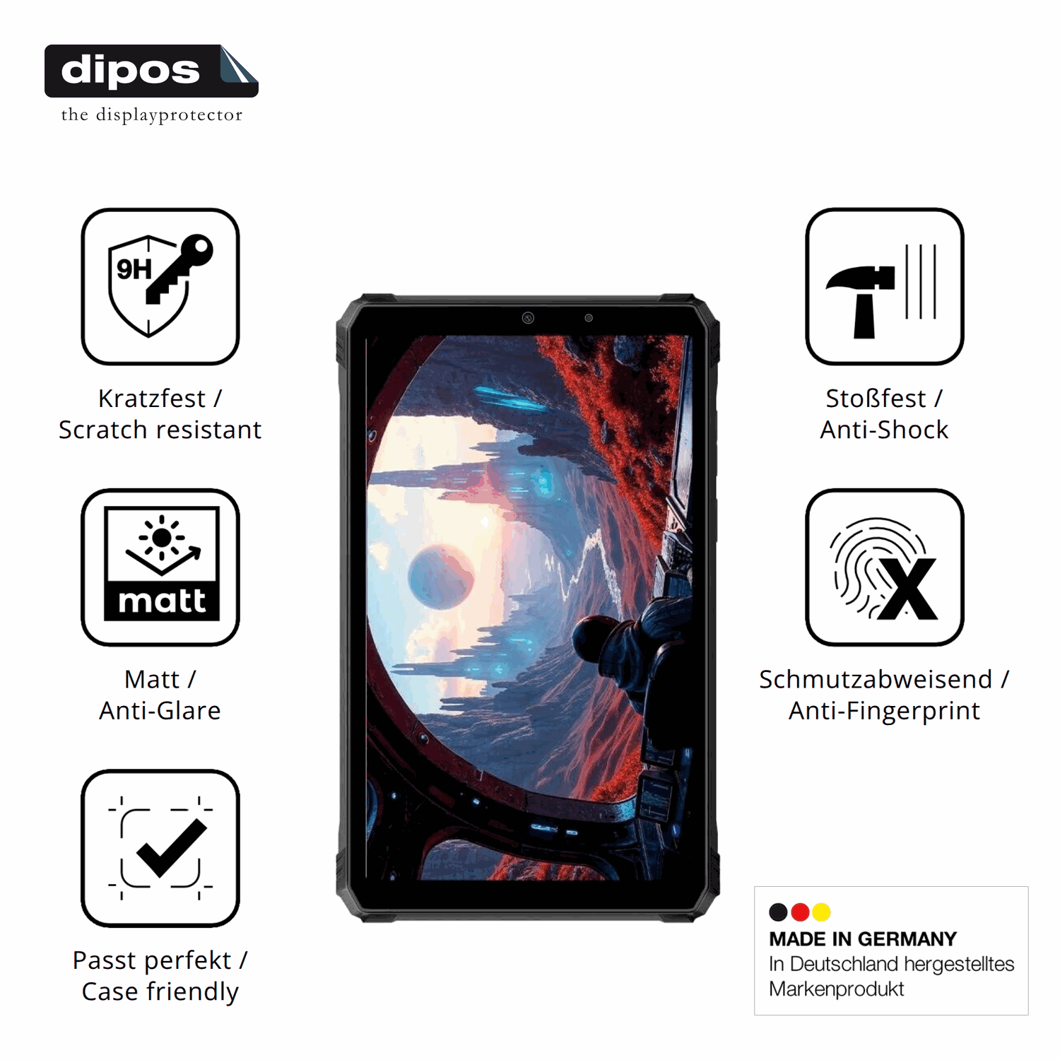 Displayschutz hergestellt in Deutschland, höchste Qualität made in Germany