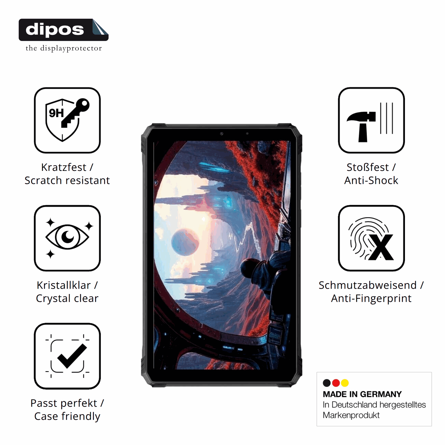Displayschutz hergestellt in Deutschland, höchste Qualität made in Germany