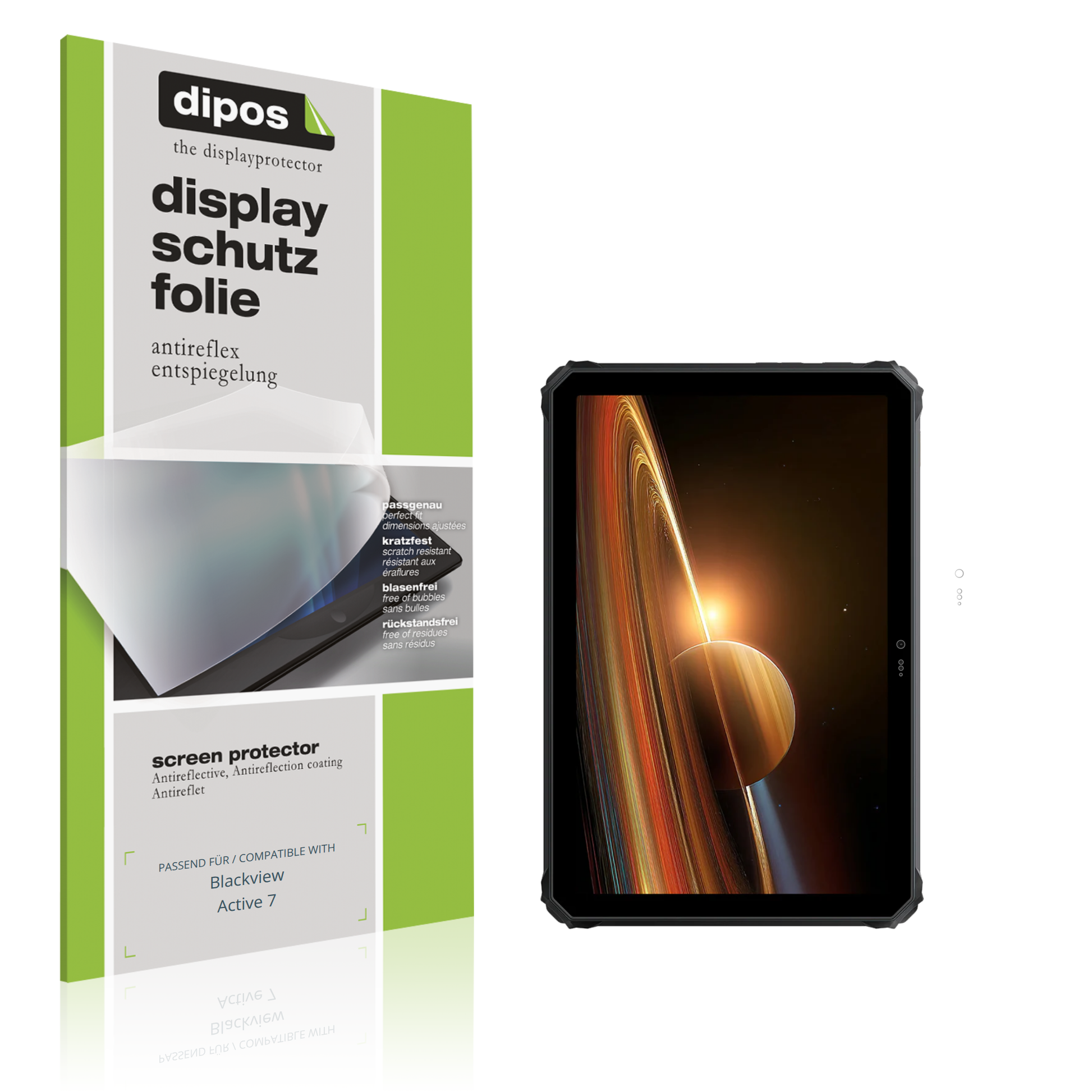 Matte Displayschutzfolie von dipos passend für Blackview Active 7, präziser Zuschnitt und blasenfrei montiert