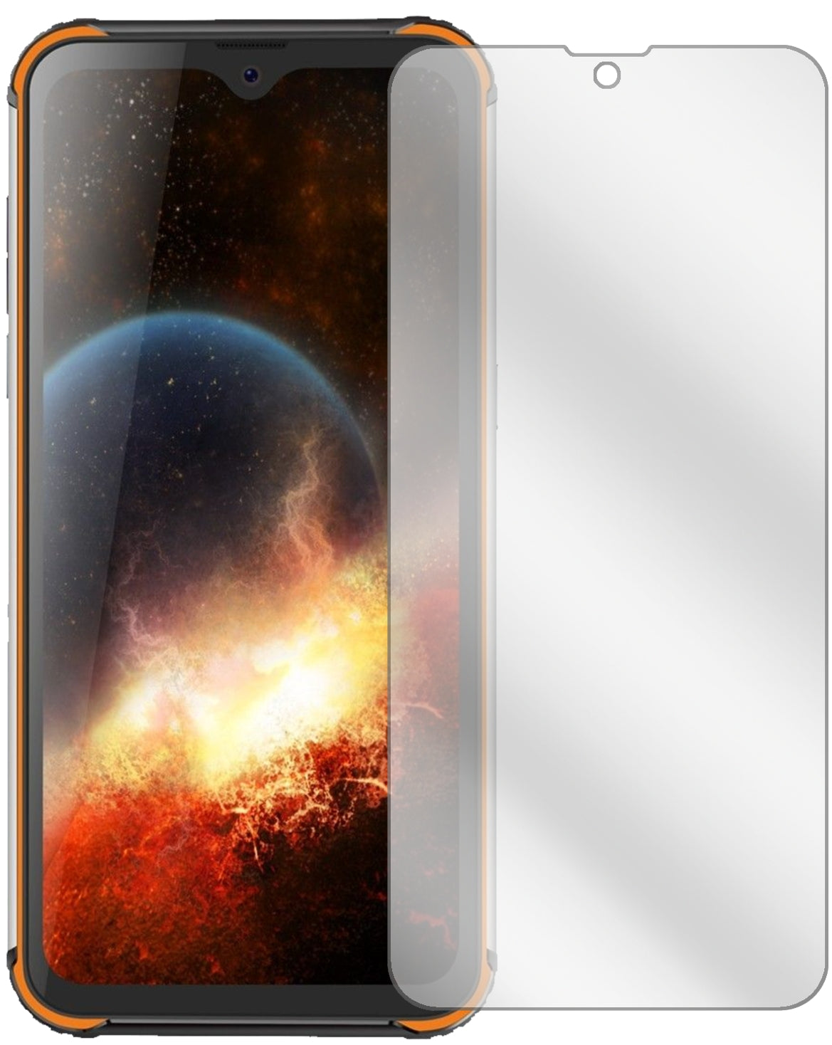 BlackviewBV9800 Pro mit aufgebrachter dipos Displayschutzfolie, glasklare Darstellung ohne Einschränkungen