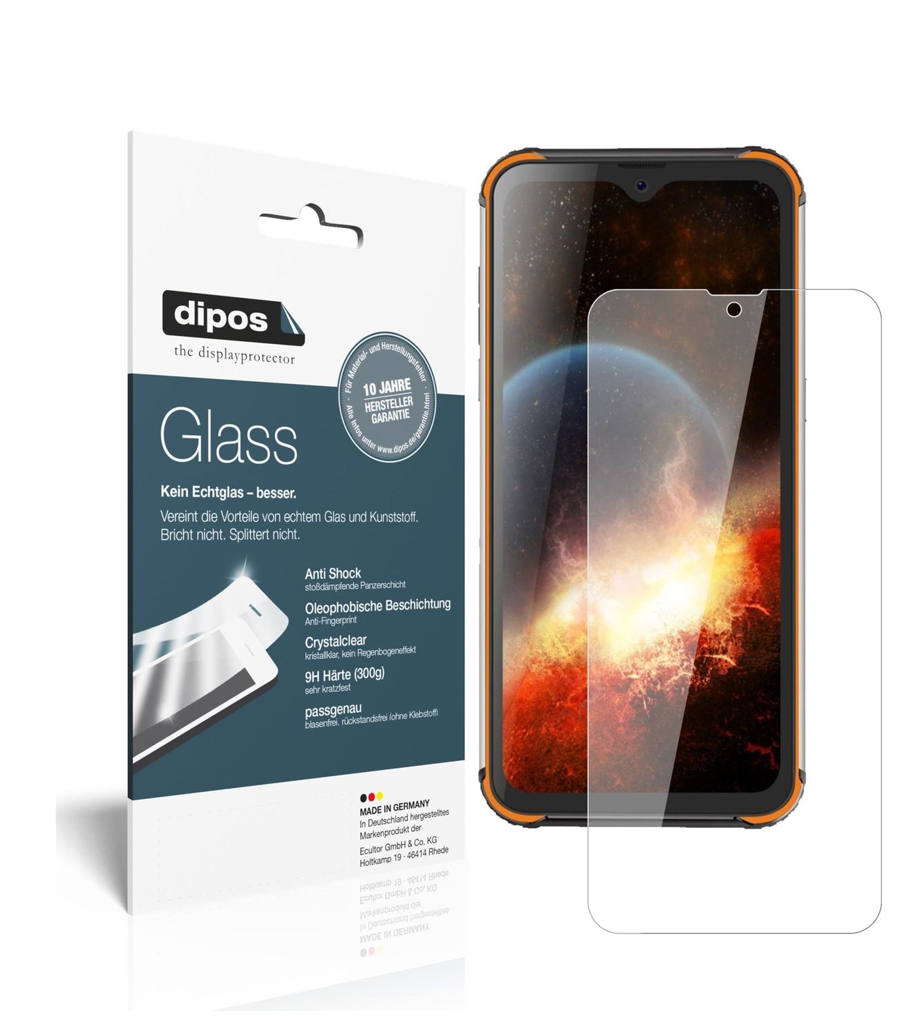 Klare Displayschutzfolie von dipos passend für Blackview BV9800, 9H kratzfest und blasenfrei montiert