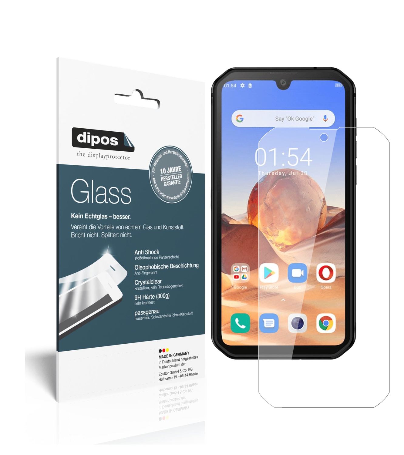 Klare Displayschutzfolie von dipos passend für Blackview BV9900 Pro, 9H kratzfest und blasenfrei montiert