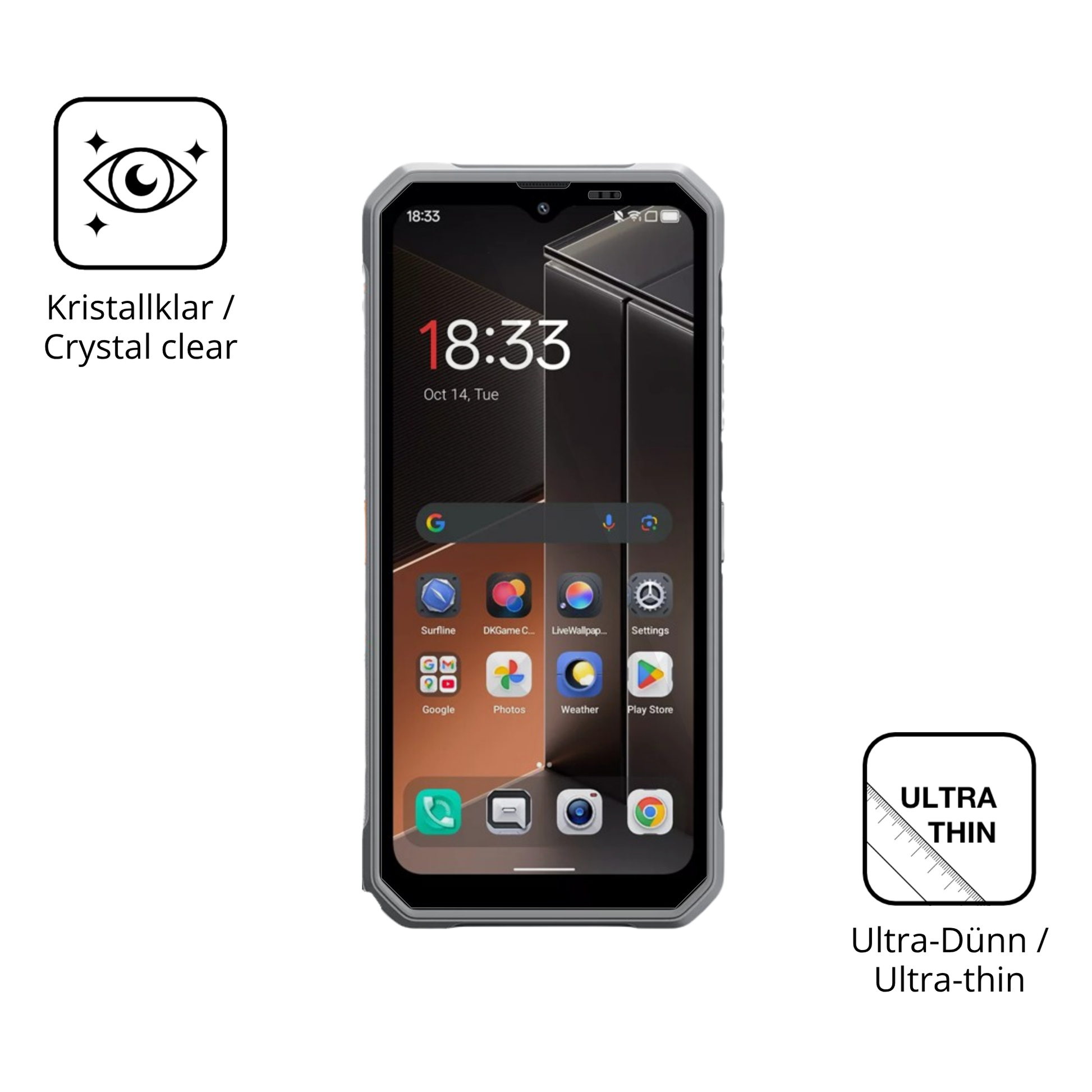 Dünne und klare Folie passend zugeschnitten für Blackview Fort 100