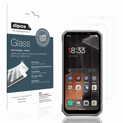 Klare Displayschutzfolie von dipos passend für Blackview Fort 100, 9H kratzfest und blasenfrei montiert