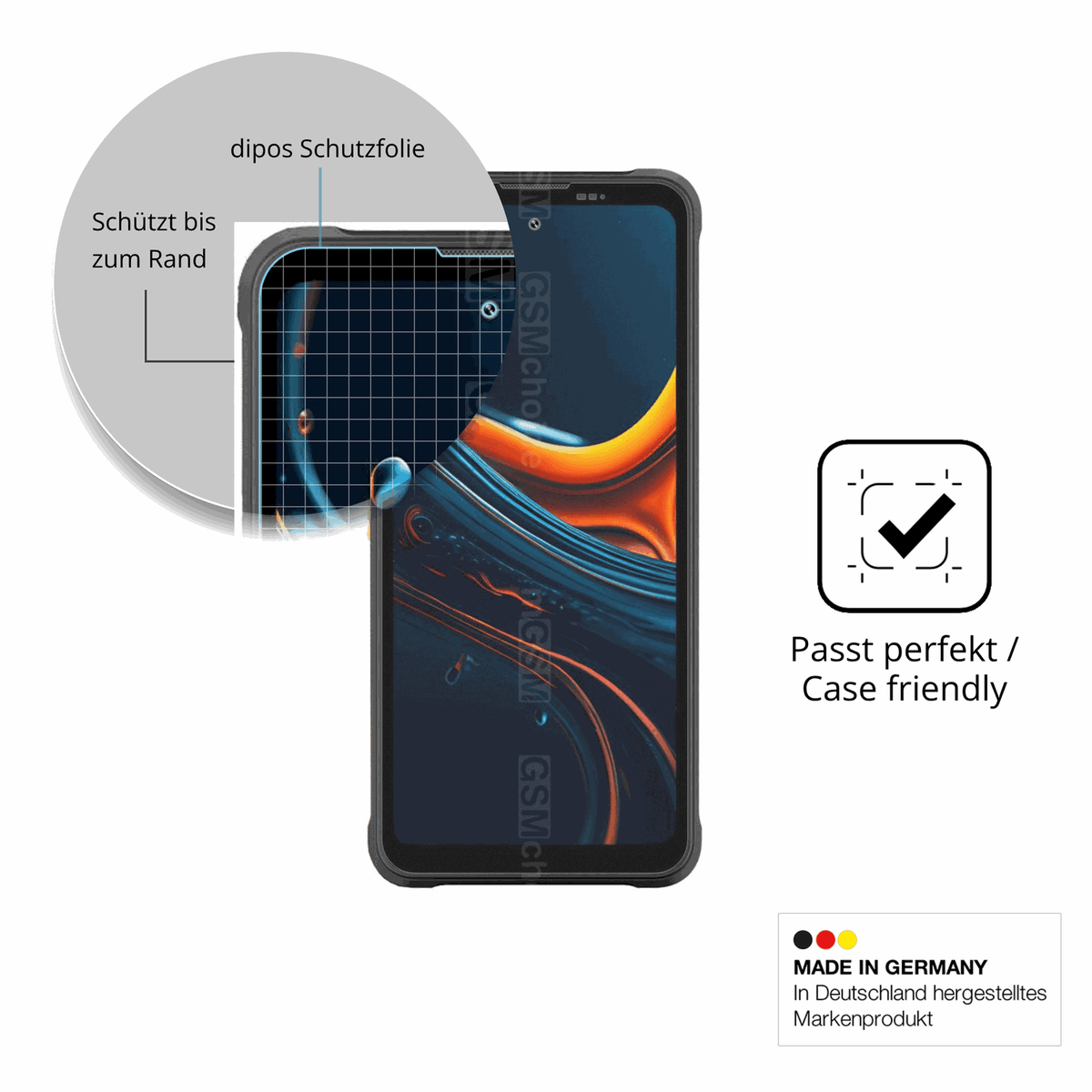 Schutzglasfolie mit optimaler Passform, zur Verwendung mit Hüllen geeignet