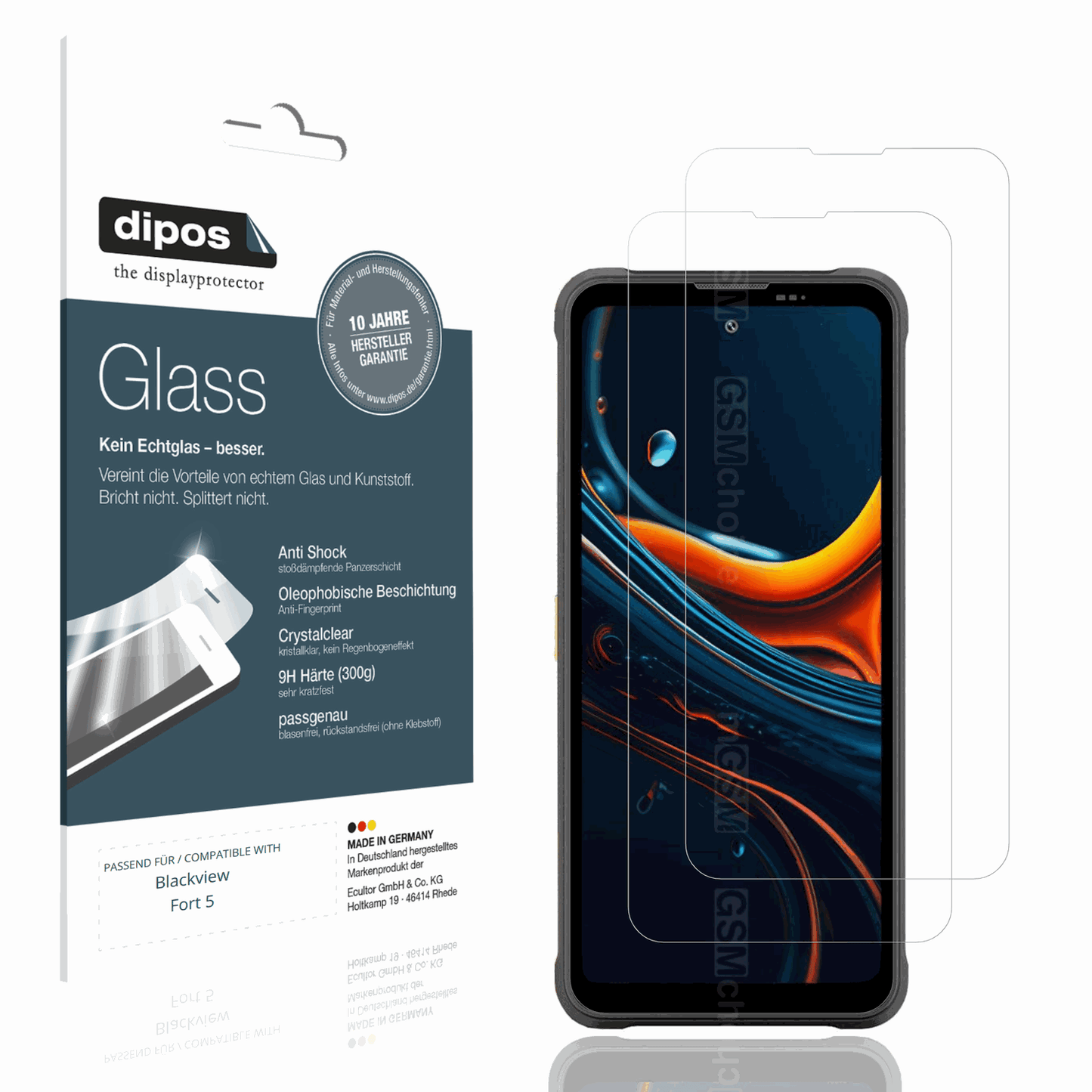 Klare Displayschutzfolie von dipos passend für Blackview Fort 5, 9H kratzfest und blasenfrei montiert