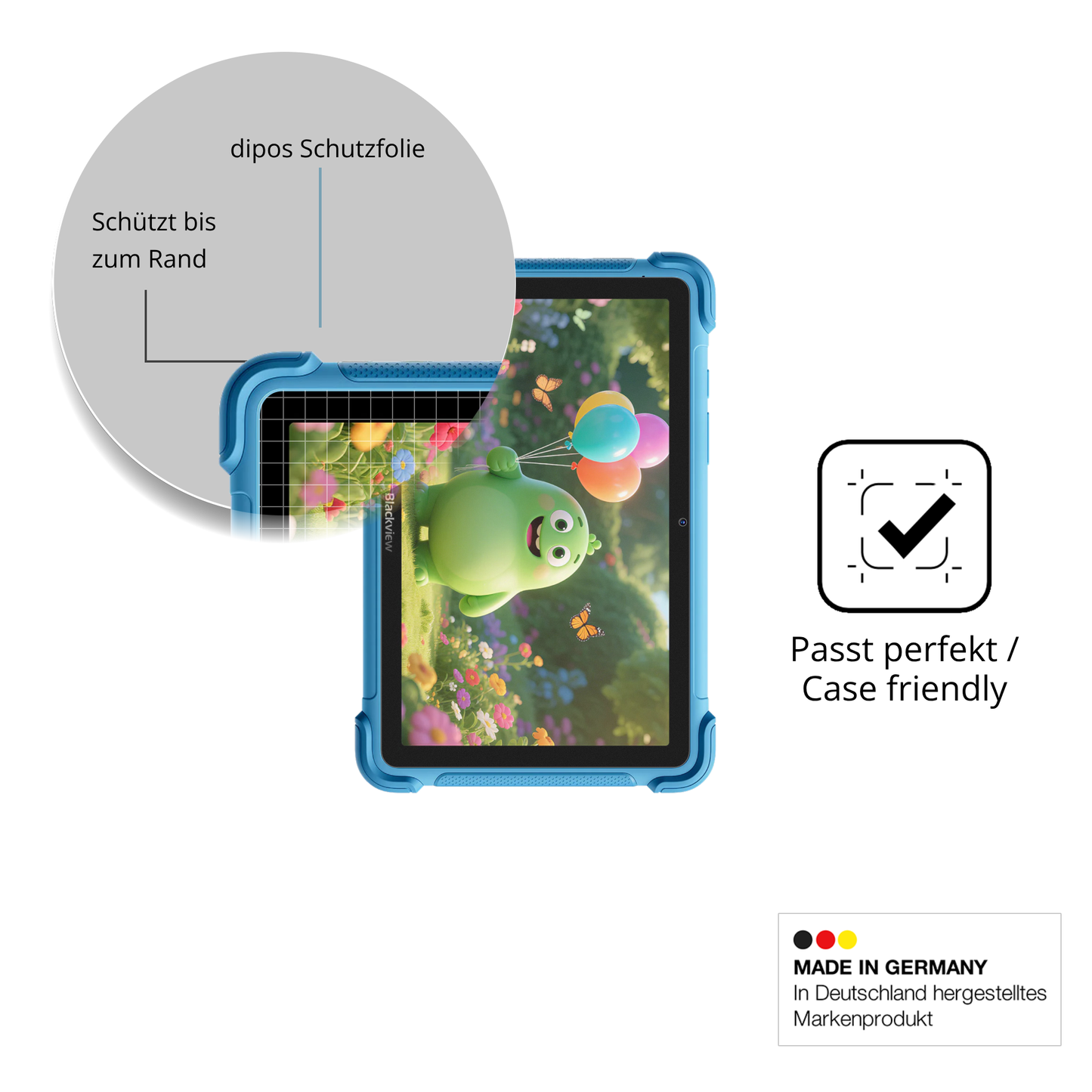 Schutzglasfolie mit optimaler Passform, zur Verwendung mit Hüllen geeignet