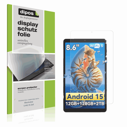 Matte Displayschutzfolie von dipos passend für Blackview Link2 8 Zoll, präziser Zuschnitt und blasenfrei montiert