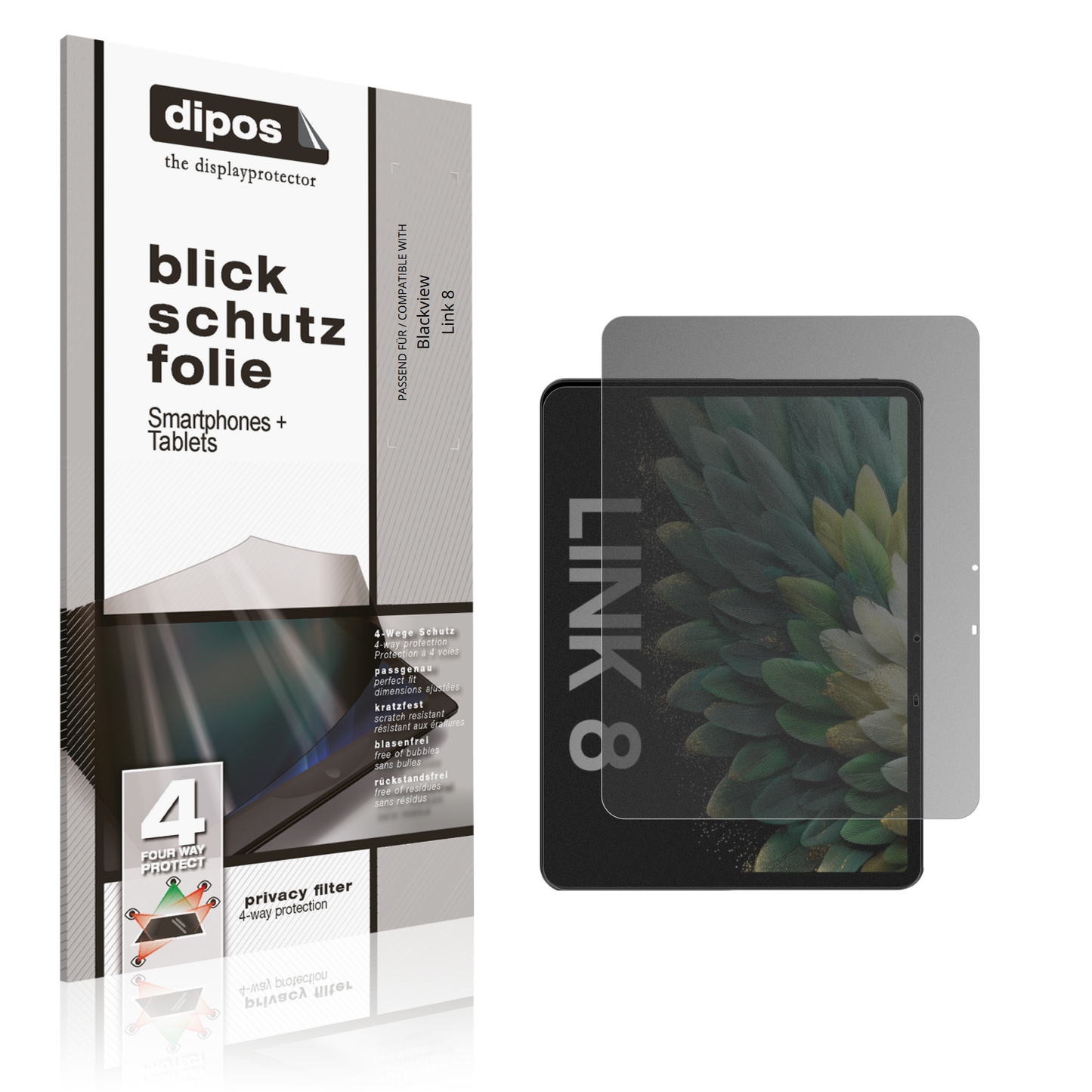 Blickschutzfolie für Blackview Link 8 matt Schutzfolie Privacy