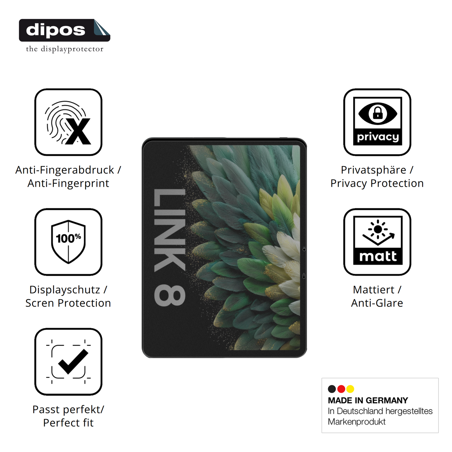 Blickschutzfolie für Blackview Link 8 matt Schutzfolie Privacy