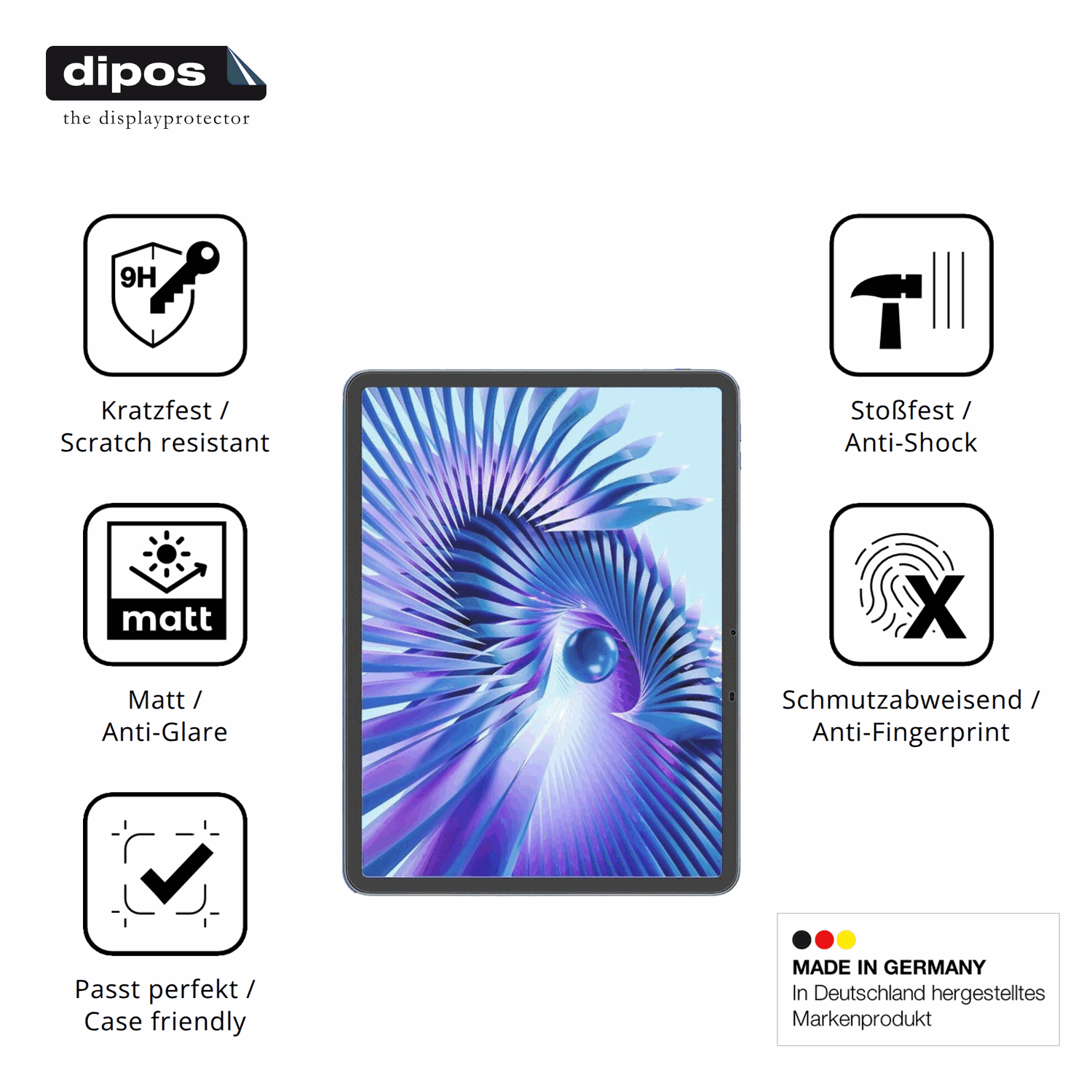 Displayschutz hergestellt in Deutschland, höchste Qualität made in Germany