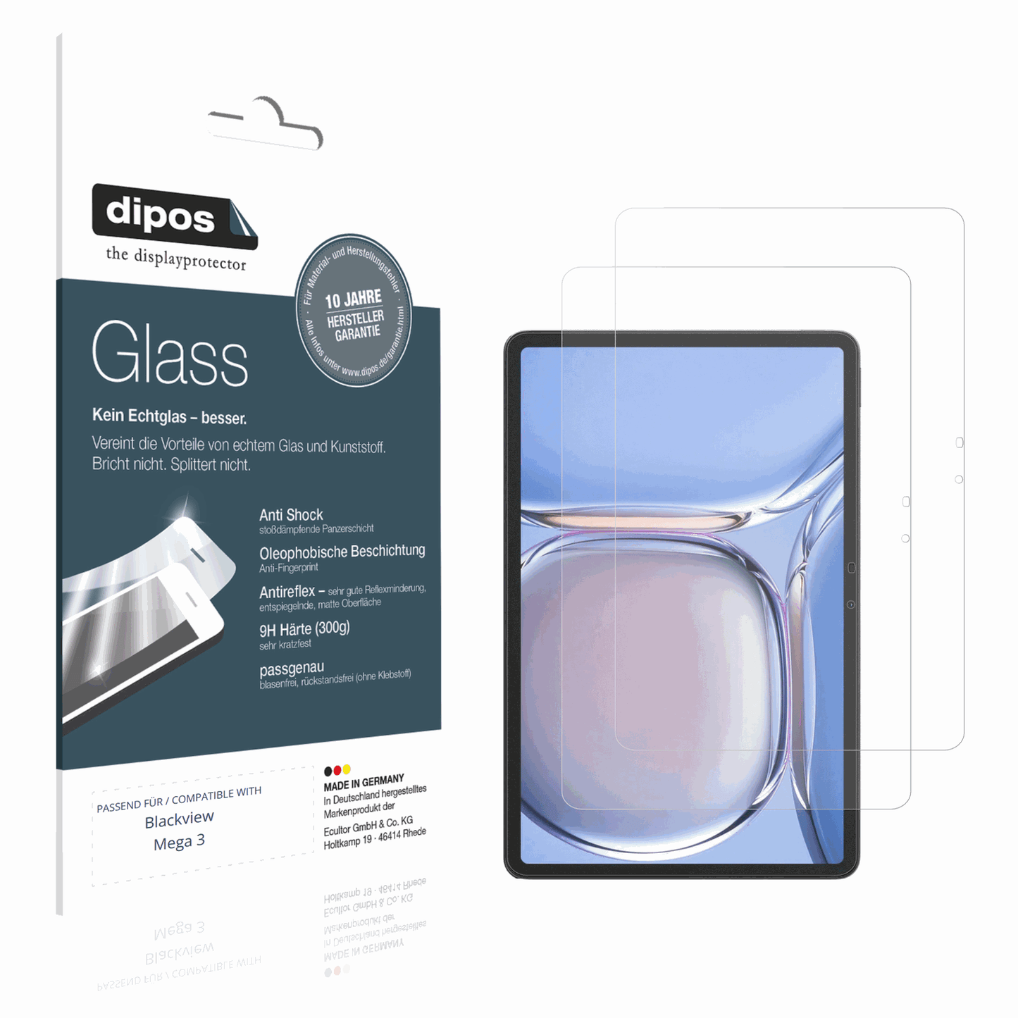 Matte Displayschutzfolie von dipos passend für Blackview Mega 3, 9H kratzfest und blasenfrei montiert