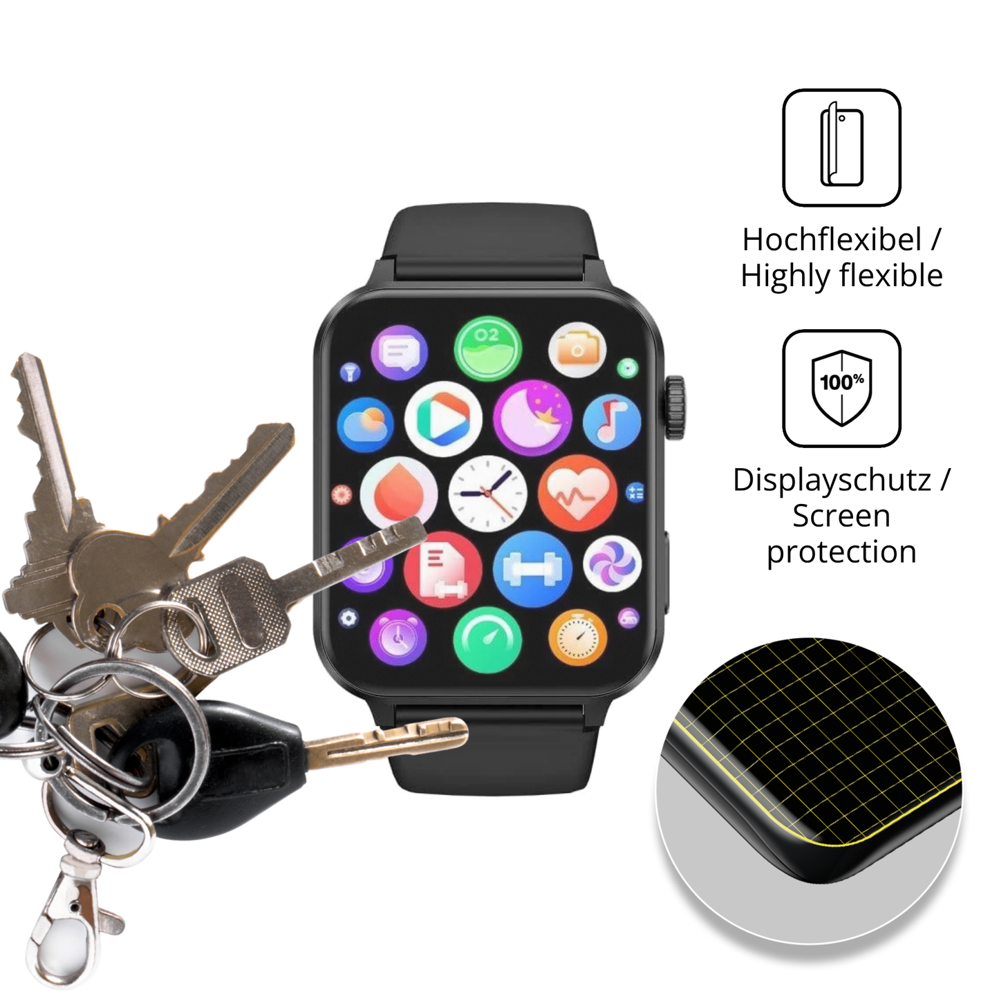 dipos Displayschutz für Blackview R30 Max, transparente Oberfläche, perfekte Passform auch für die Rundungen