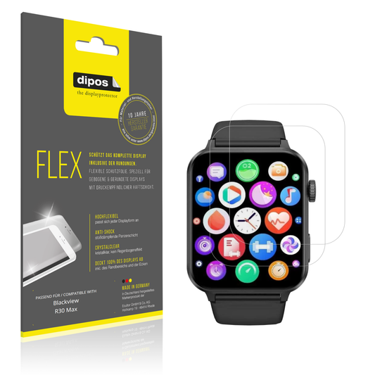 Klare Displayschutzfolie von dipos passend für Blackview R30 Max, 100% Displayabdeckung und blasenfreie Montage