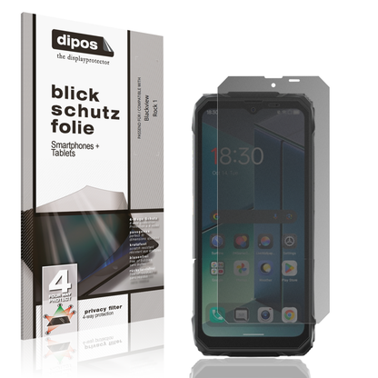 Blickschutzfolie von dipos passend für Blackview Rock 1, präziser Zuschnitt und blasenfrei montiert