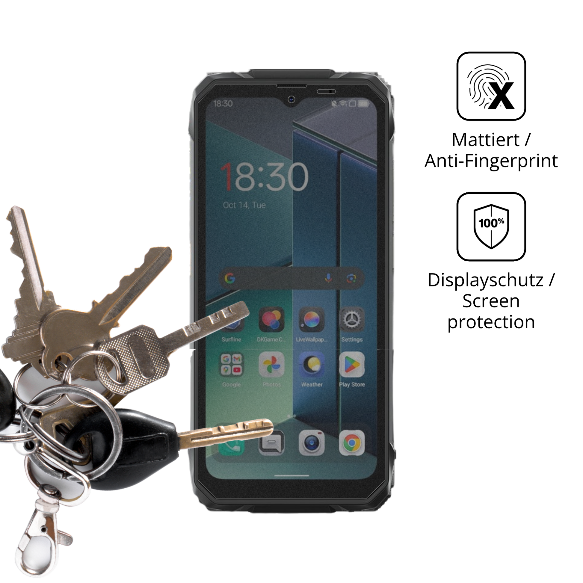 dipos Displayschutz für Blackview Rock 1, mattierte Oberfläche, Blickschutzfilter und perfekter Passform