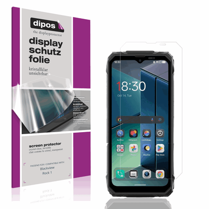 Klare Displayschutzfolie von dipos passend für Blackview Rock 1, präziser Zuschnitt und blasenfrei montiert