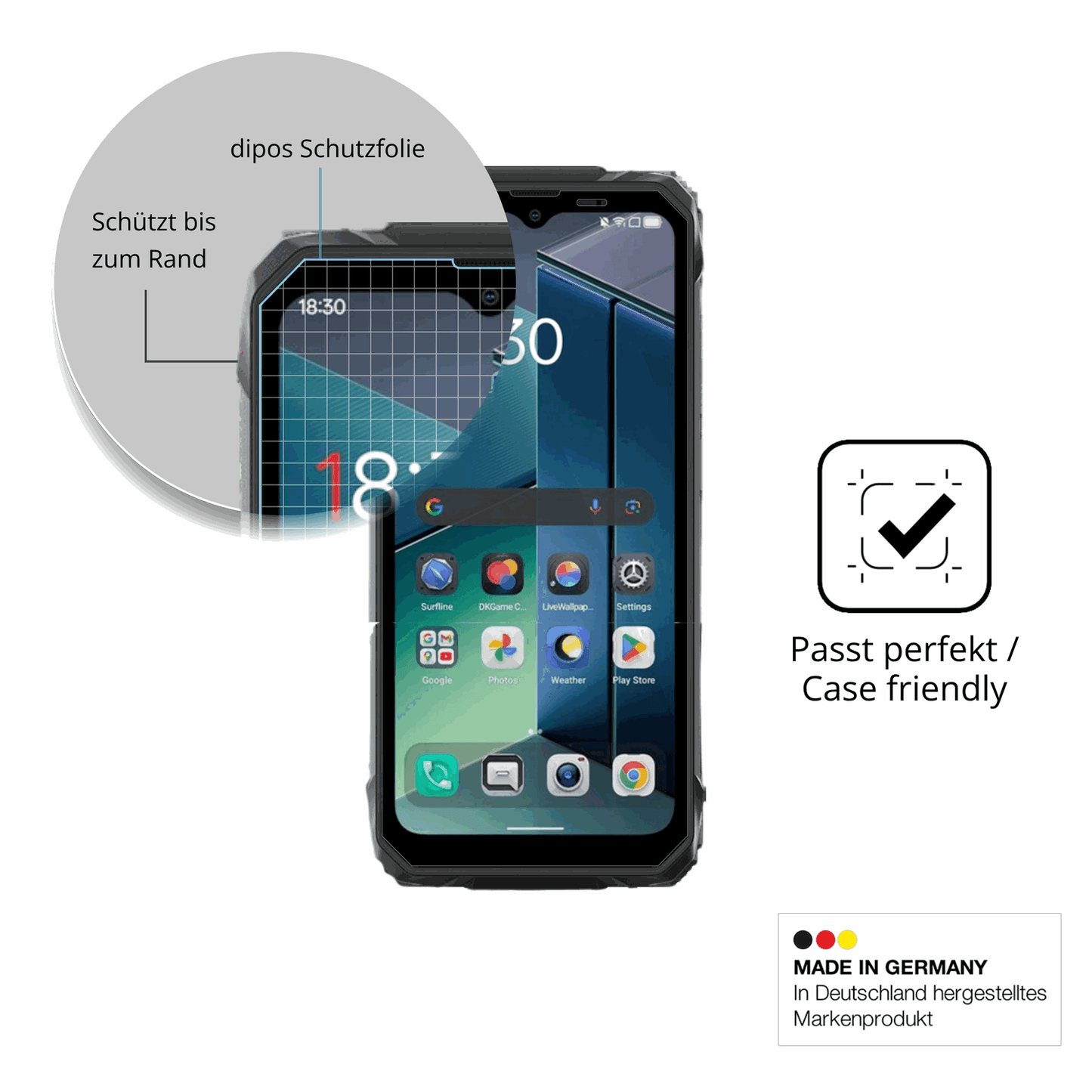 Besonders flexibler Displayschutz mit Anti-Shock-Schicht im Materialmix