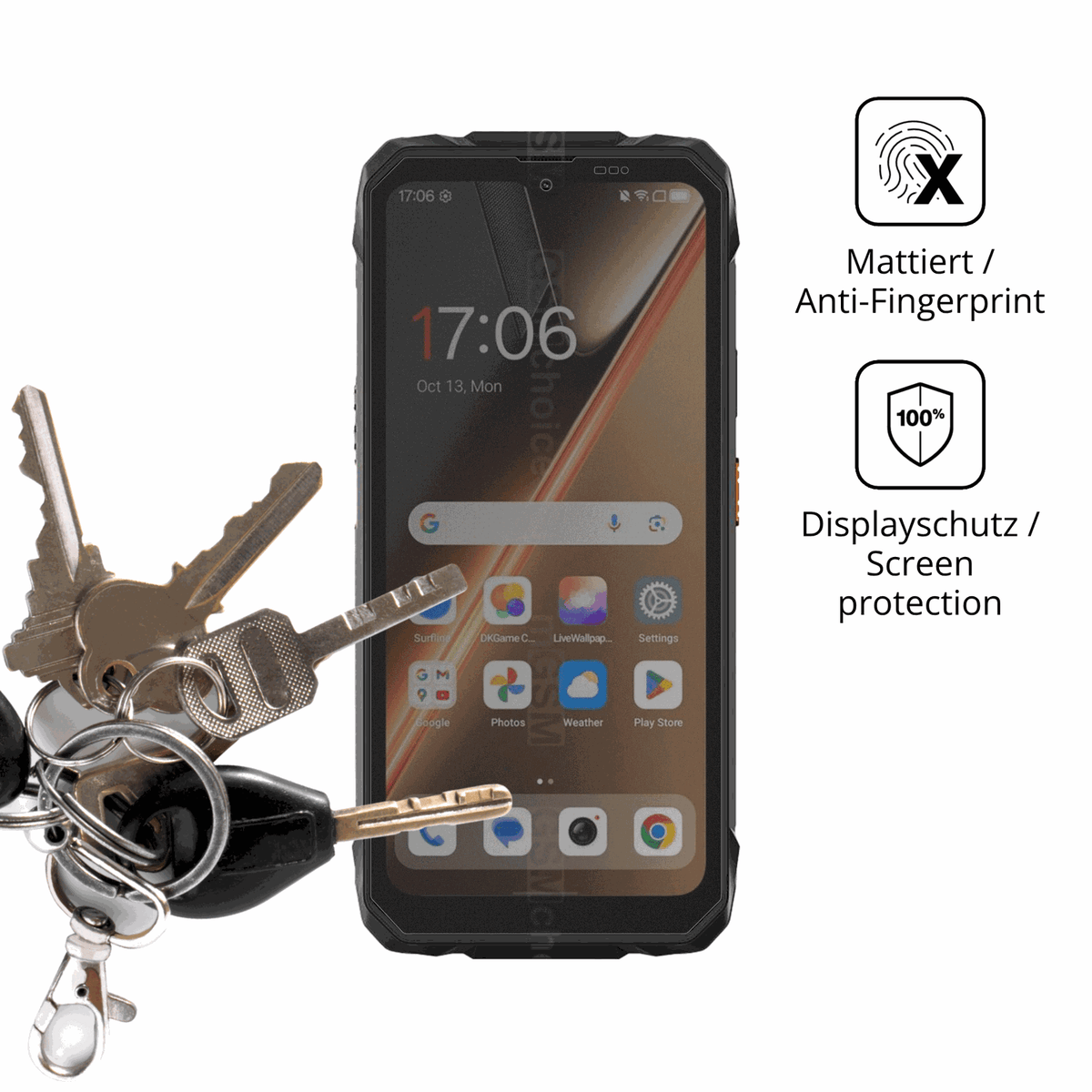 dipos Displayschutz für Blackview Rock 1 Pro, mattierte Oberfläche, Blickschutzfilter und perfekter Passform